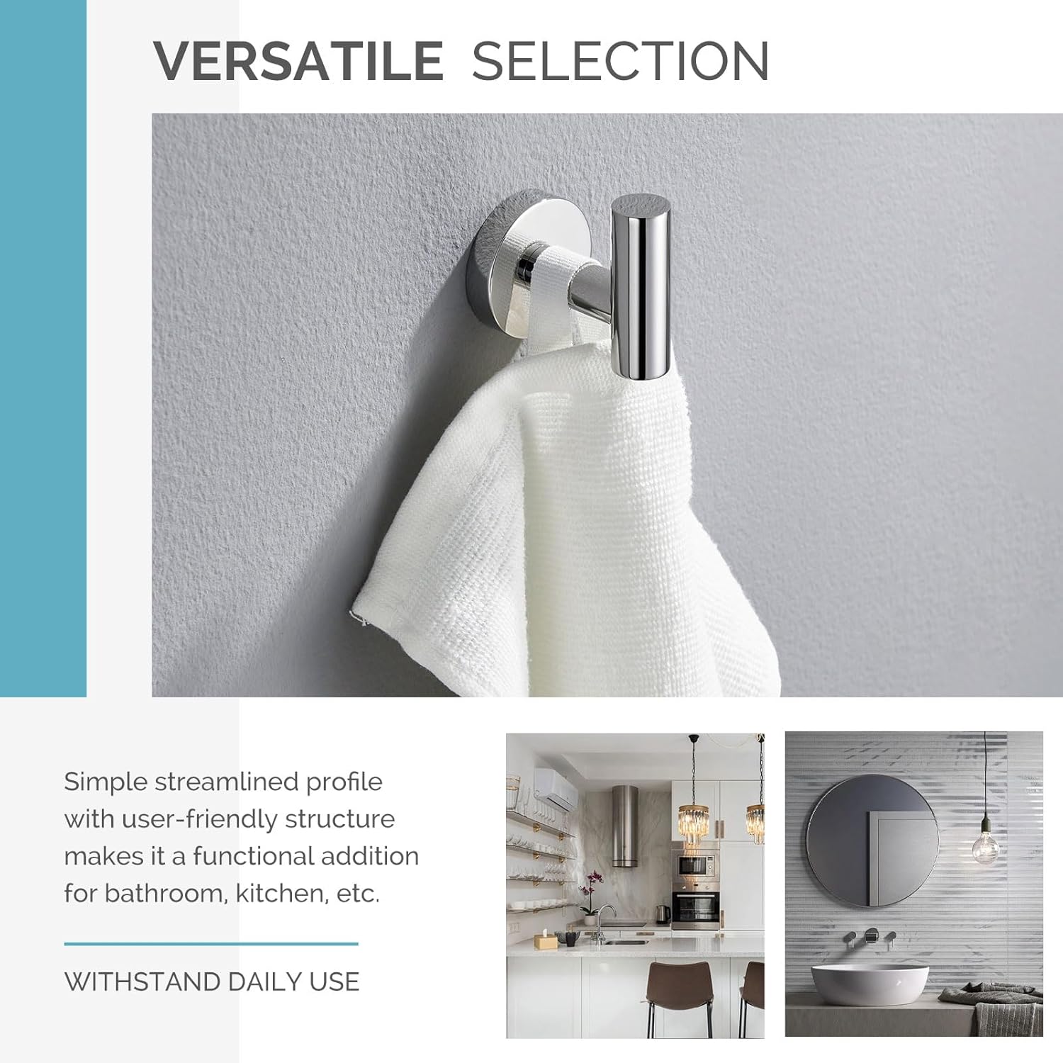 Angle Simple Bathroom Towel Hook Chrome