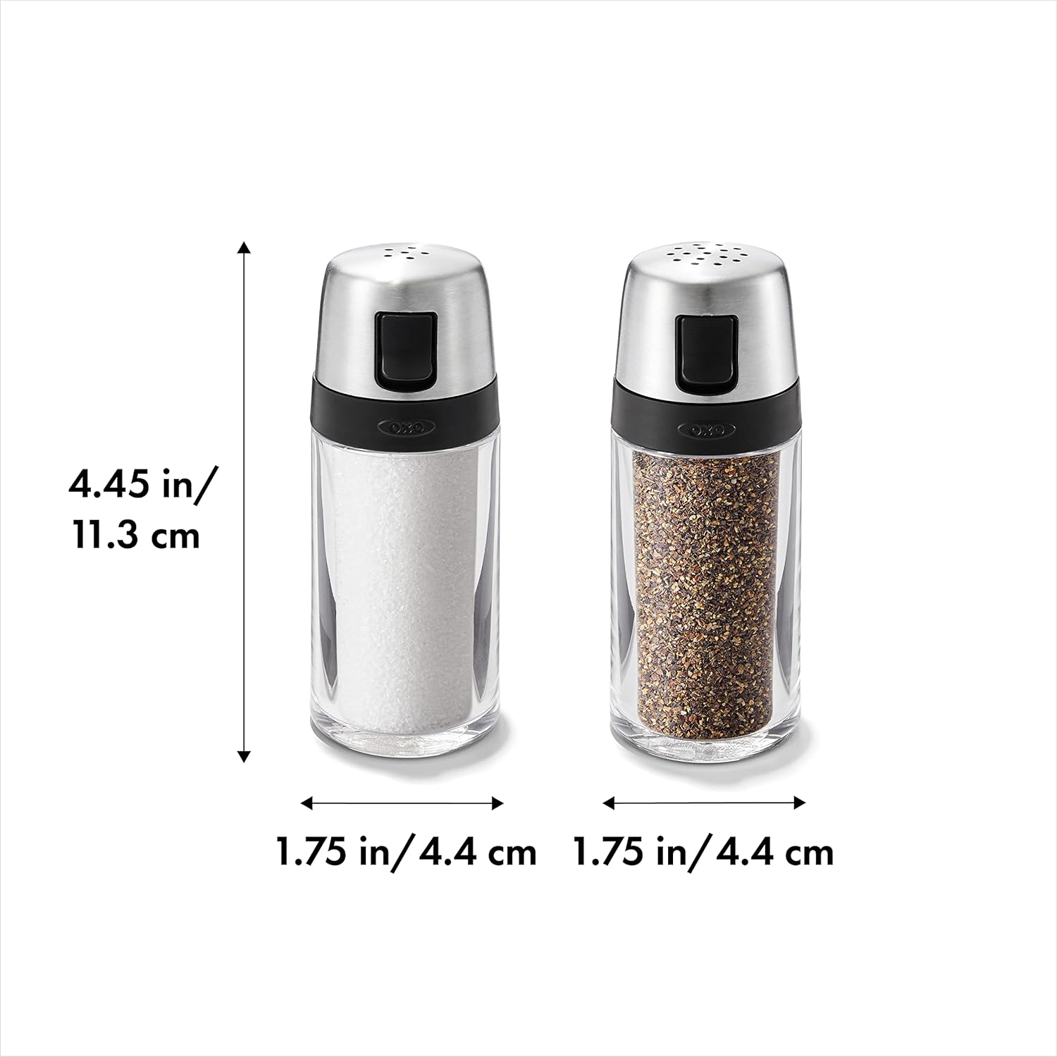 OXO Salt and Pepper Shaker Set Clear and Stainless Steel