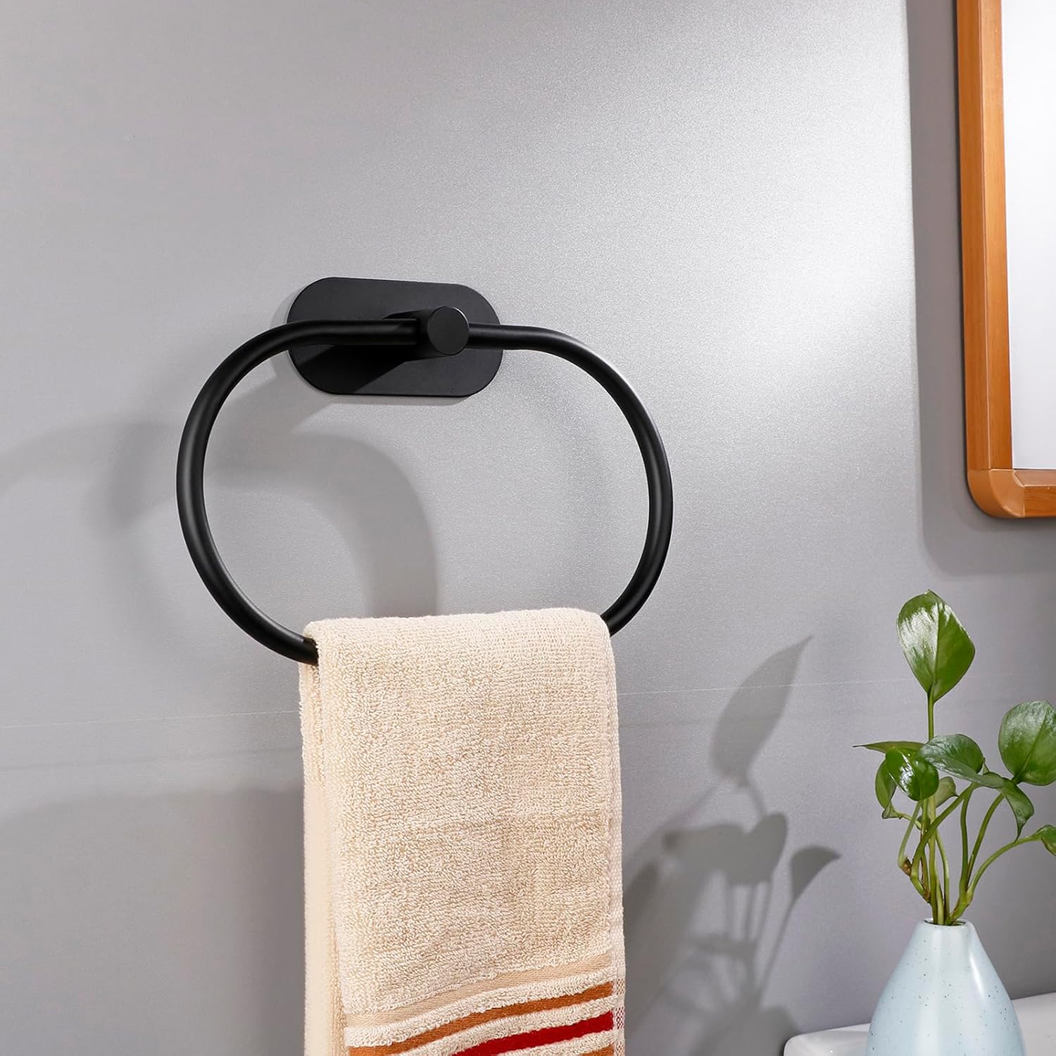 Eolax Matte Black Towel Bar 2 Pack No Drilling Wall Mount