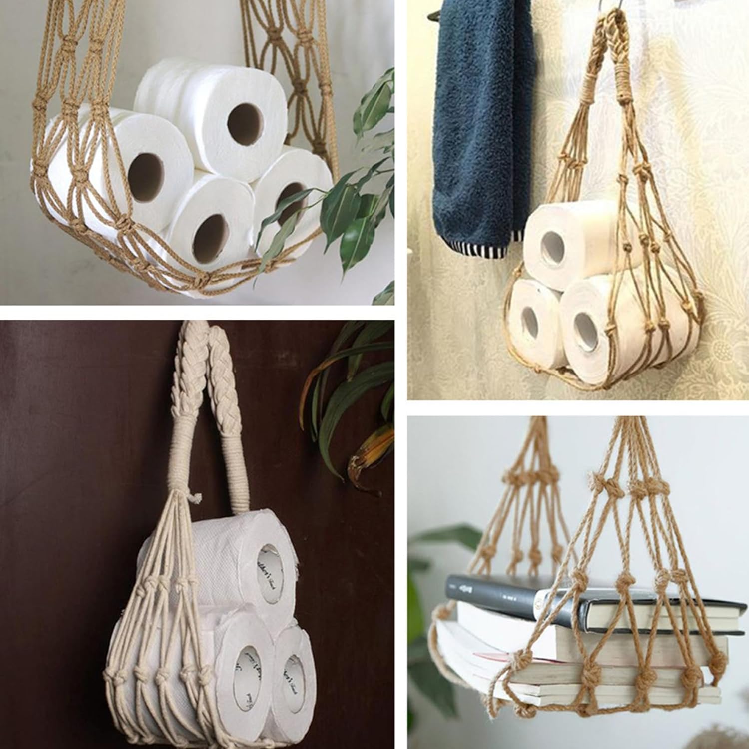 Banziaju Toilet Paper Holder 42 Inch Boho Cotton Rope
