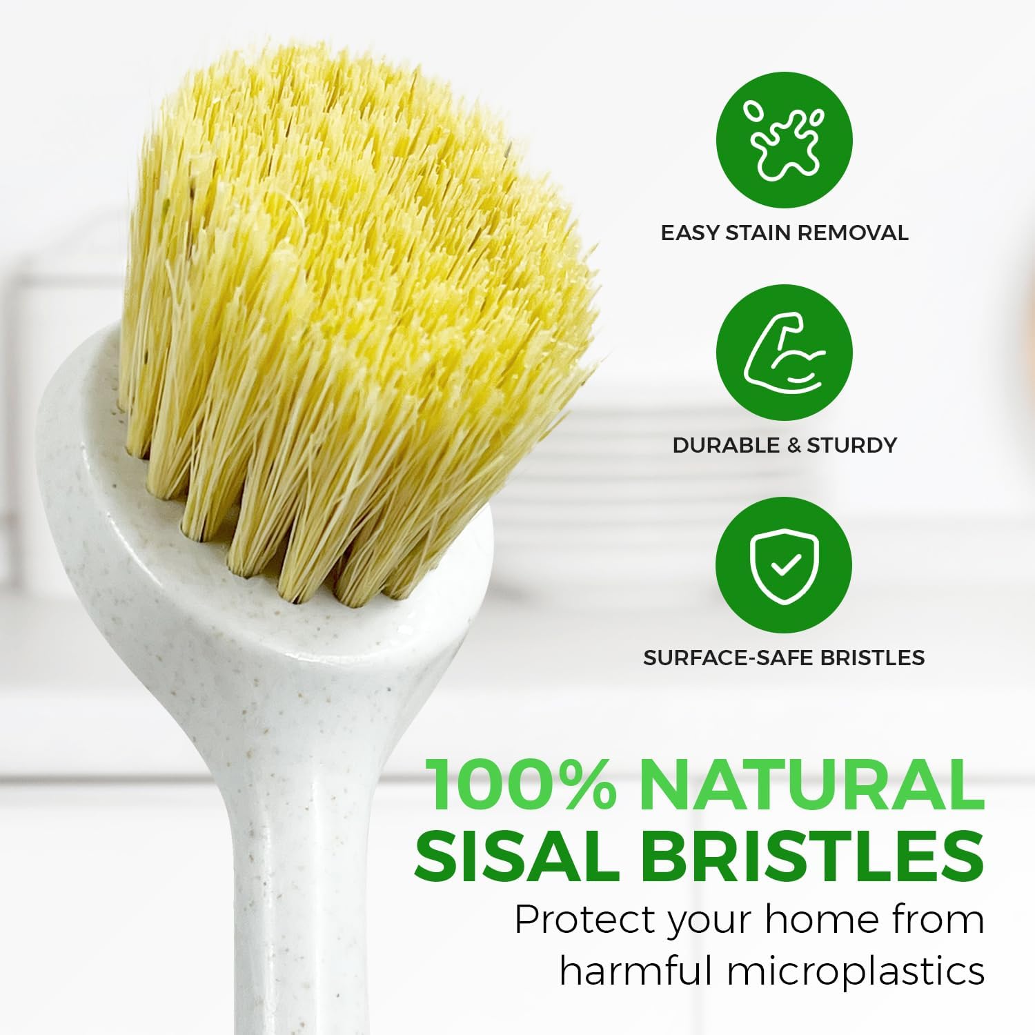 AIRNEX Bamboo Handle Dish Brush Set - 2 Pack