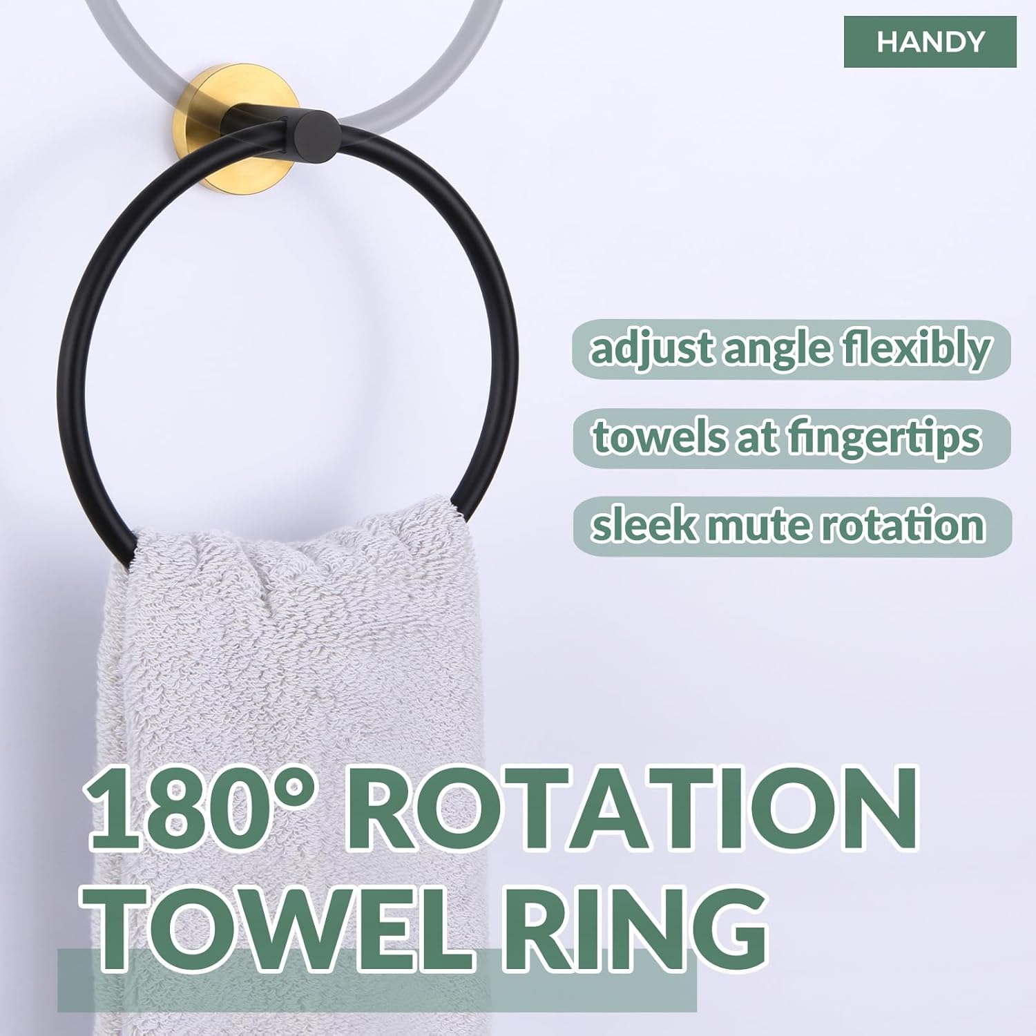 APLusee Black Gold Stainless Steel Towel Ring