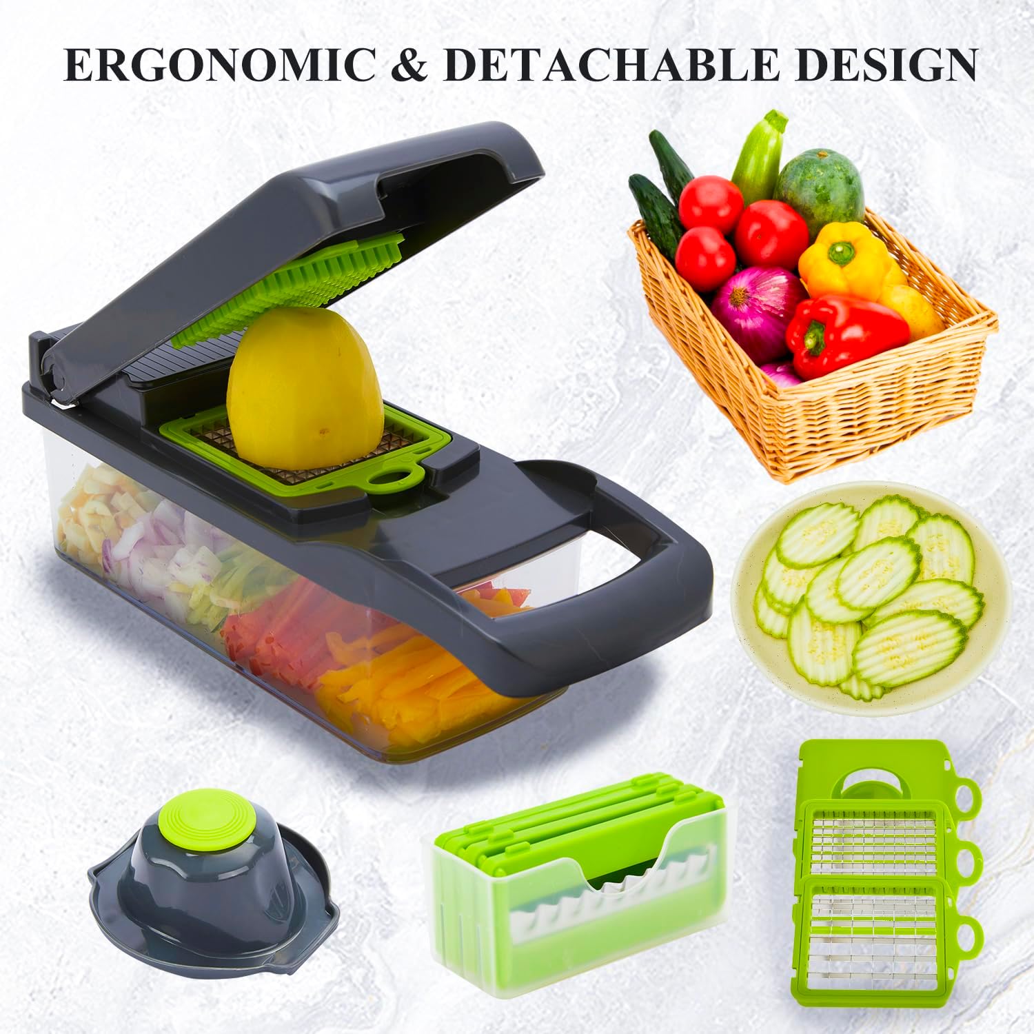 Hasal 16 in 1 Veggie Chopper with Container and Extra Peeler