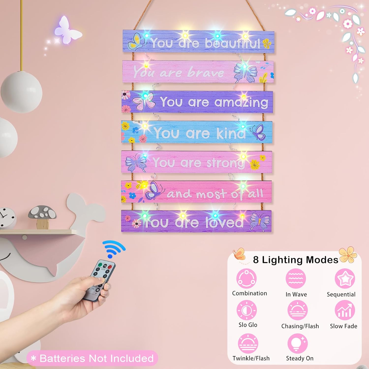 FIOBEE Purple Butterfly Wall Decor with LED Light