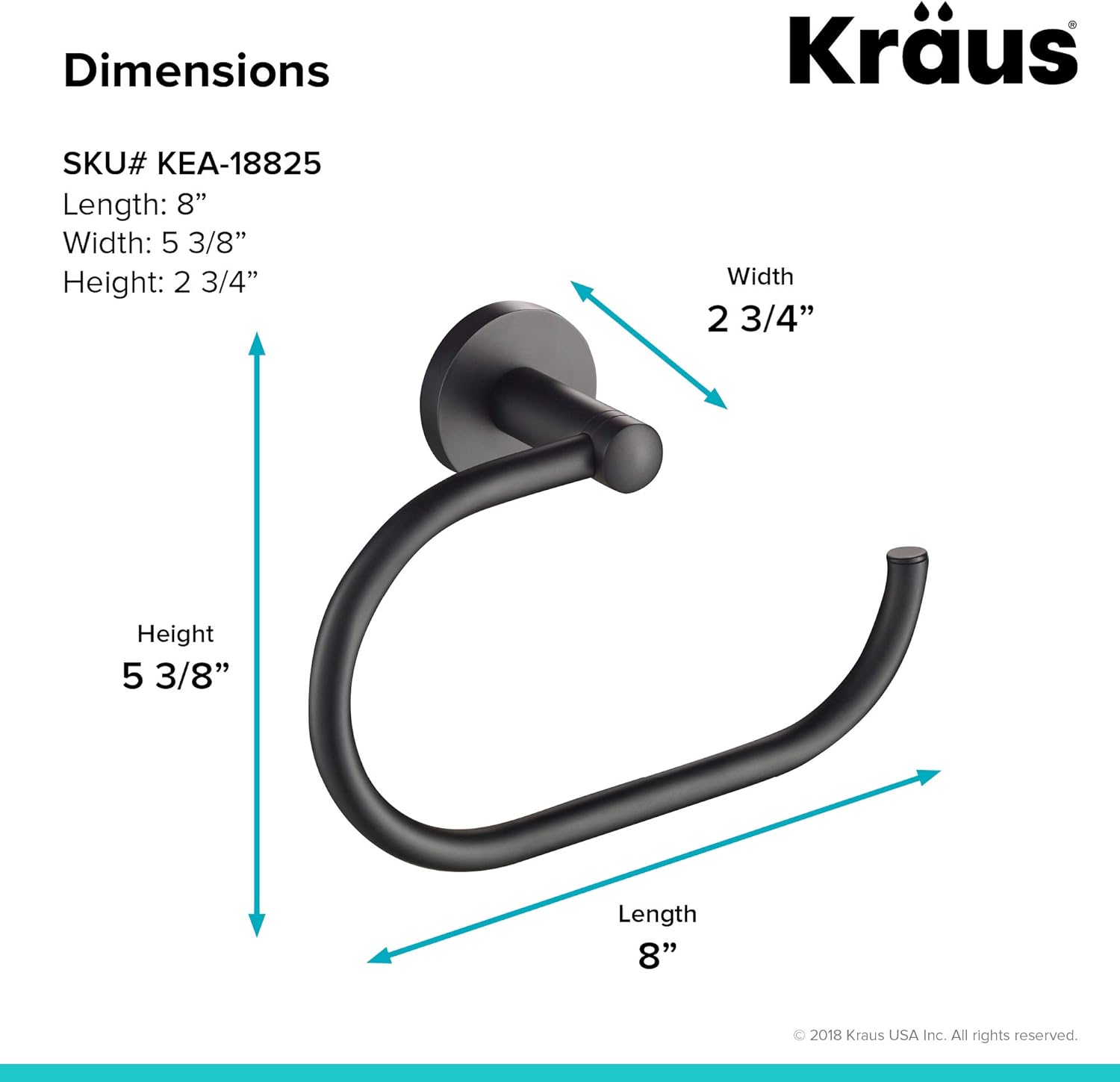 KRAUS Elie Towel Ring Matte Black KEA-18825MB