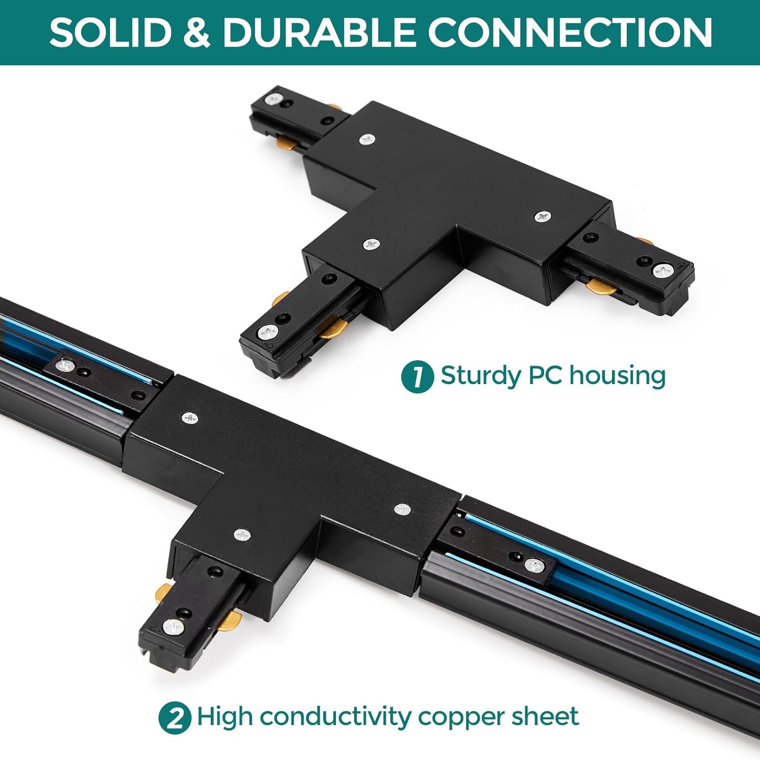 iCreating H Track T Connector - 3 Wire Black Track Lighting Accessory
