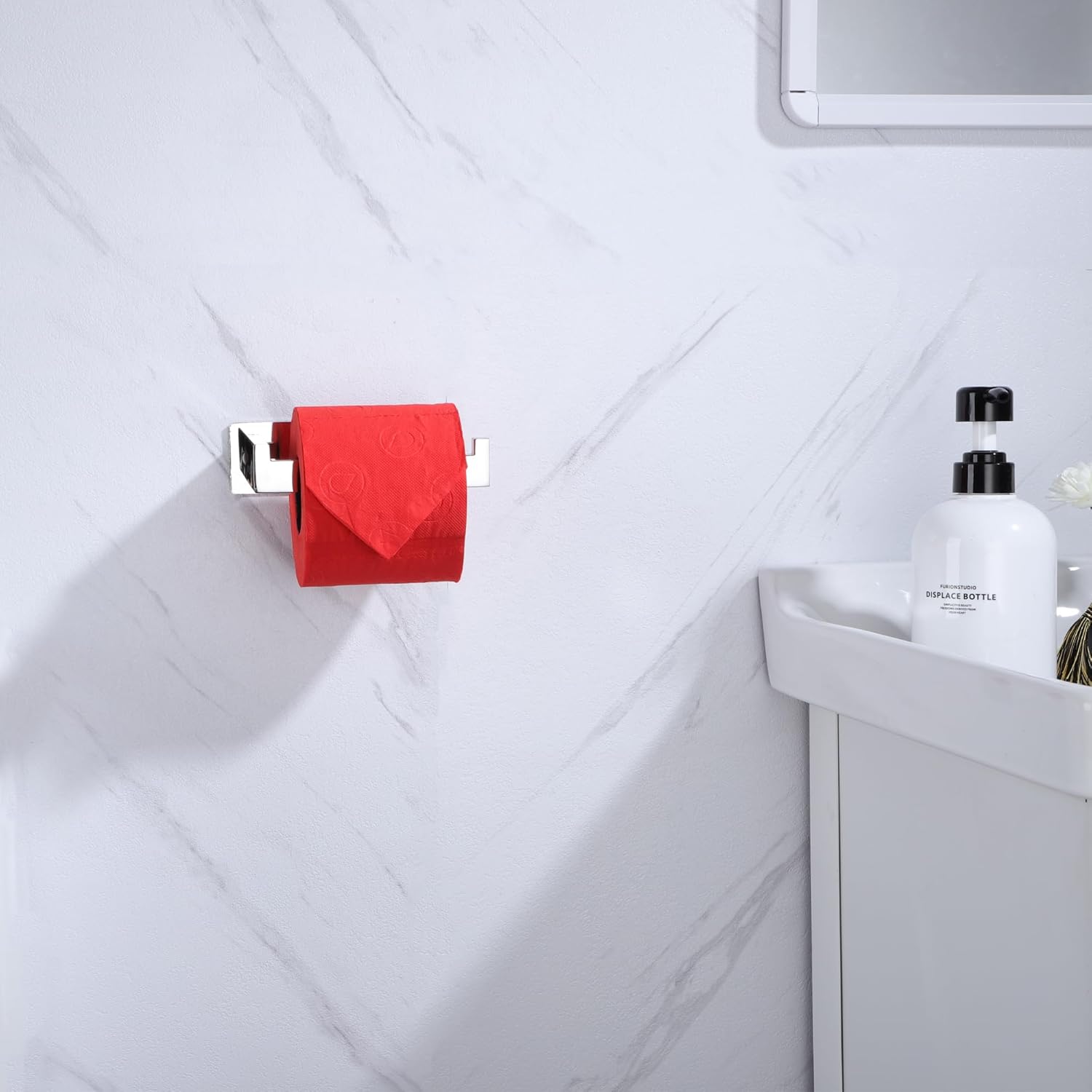 Chrome Toilet Paper Roll Holder - No Drilling Rustproof Stylish