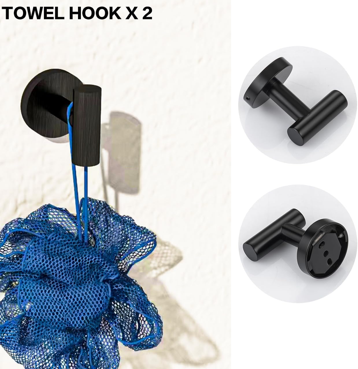 Gkhomext Matte Black Towel Bar Set 5 Piece