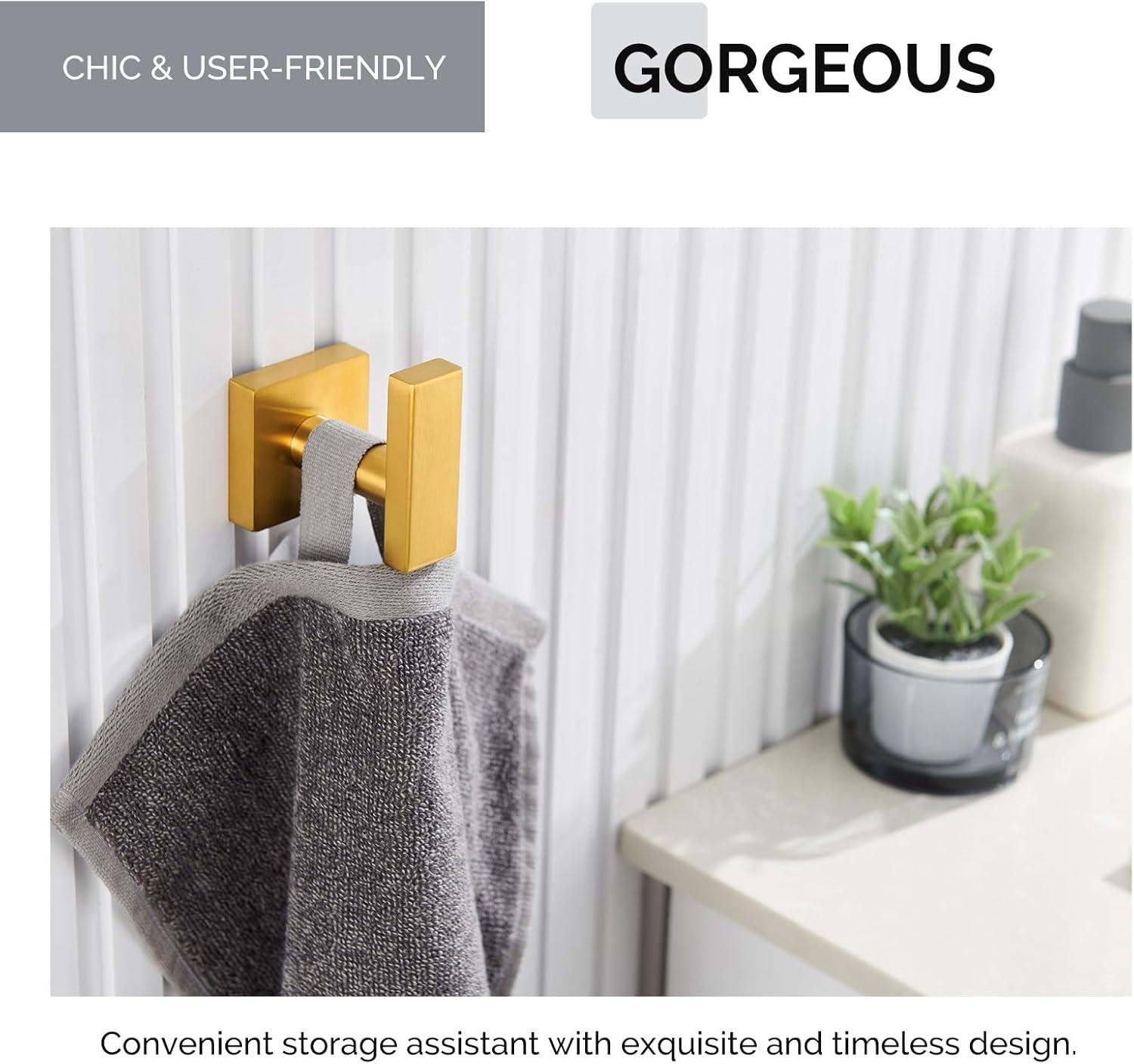 Angle Simple Towel Hook Brushed Gold