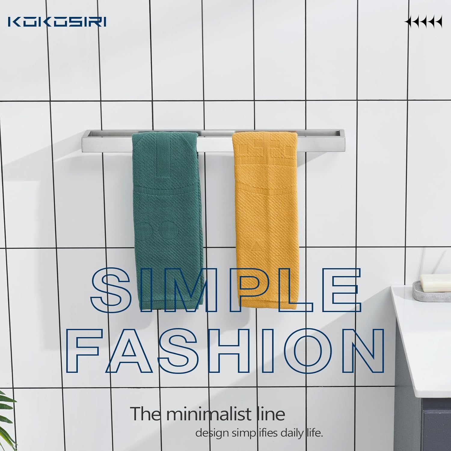 KOKOSIRI 24-Inch Brushed Nickel Towel Bar Holder