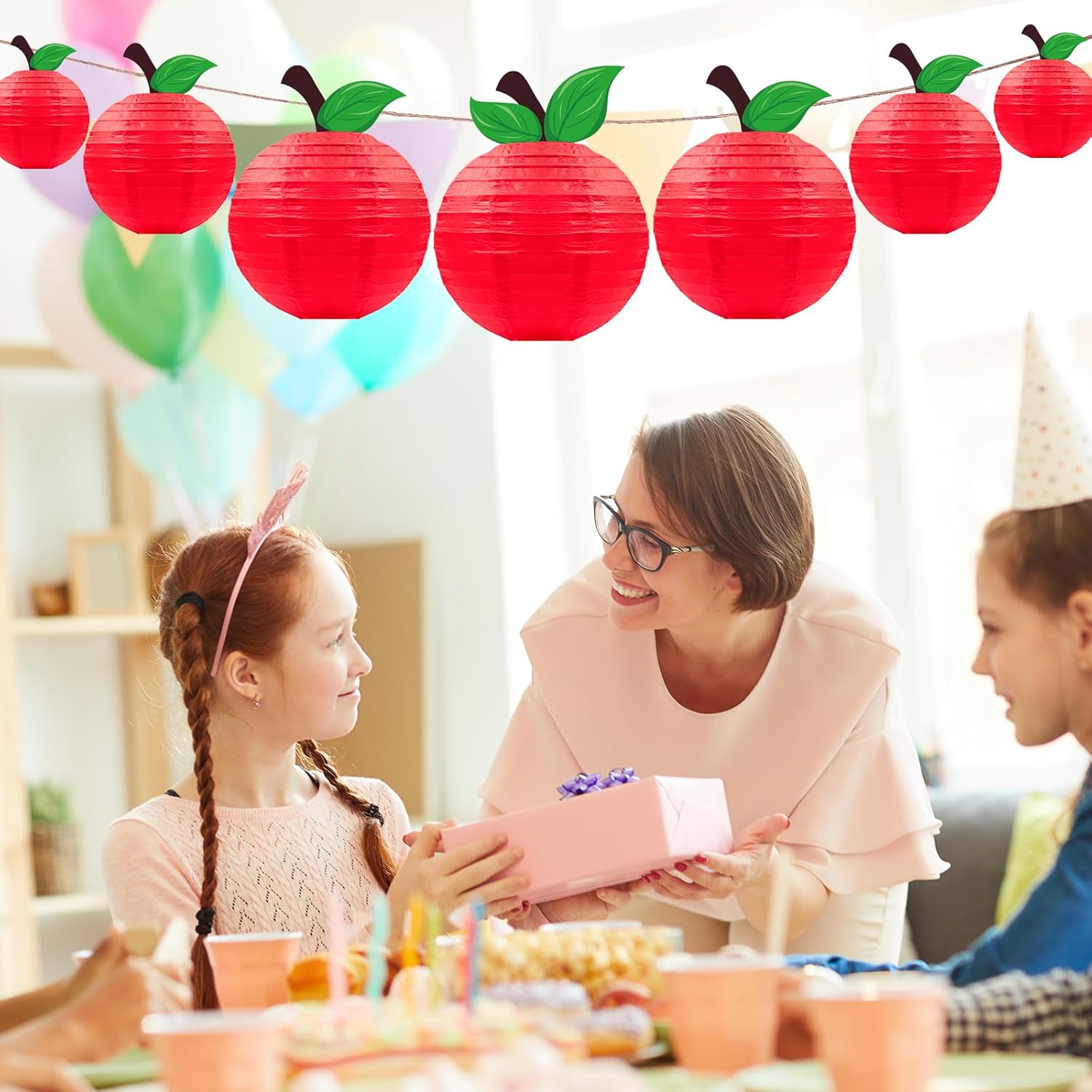 Renbuzhu 15Pcs Red Apple Paper Lanterns Classroom Decor 1
