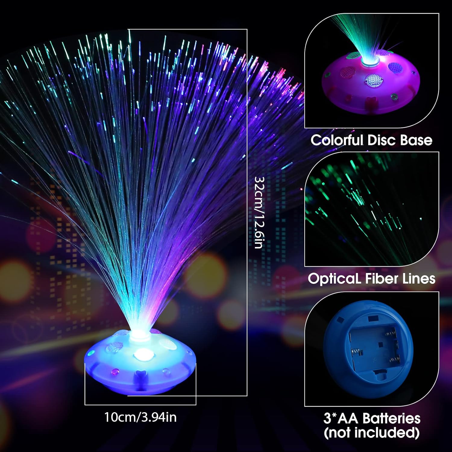 Retisee 24 Pcs Fiber Optic Multicolored Light Centerpieces