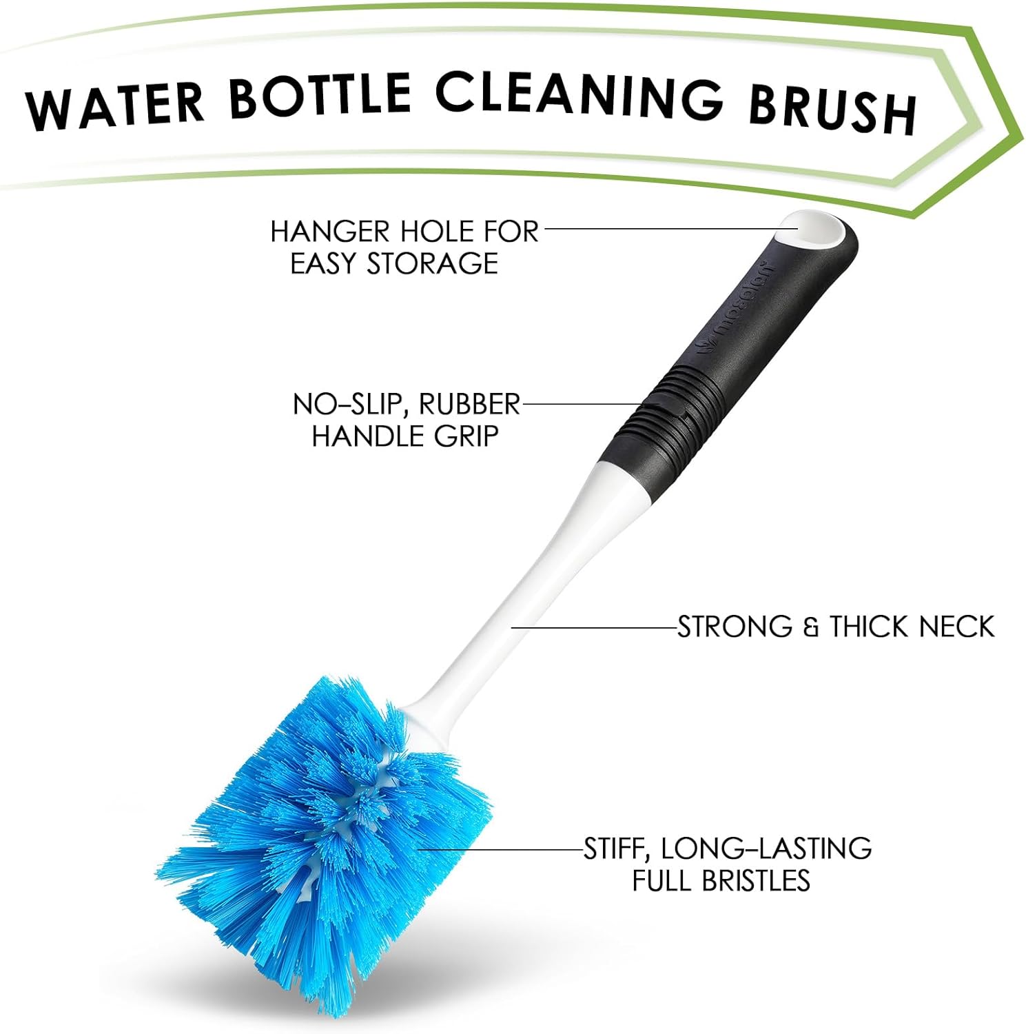 MOSOLAN 3-Piece Dish Brush Set with Scrubber and Water Bottle Brush