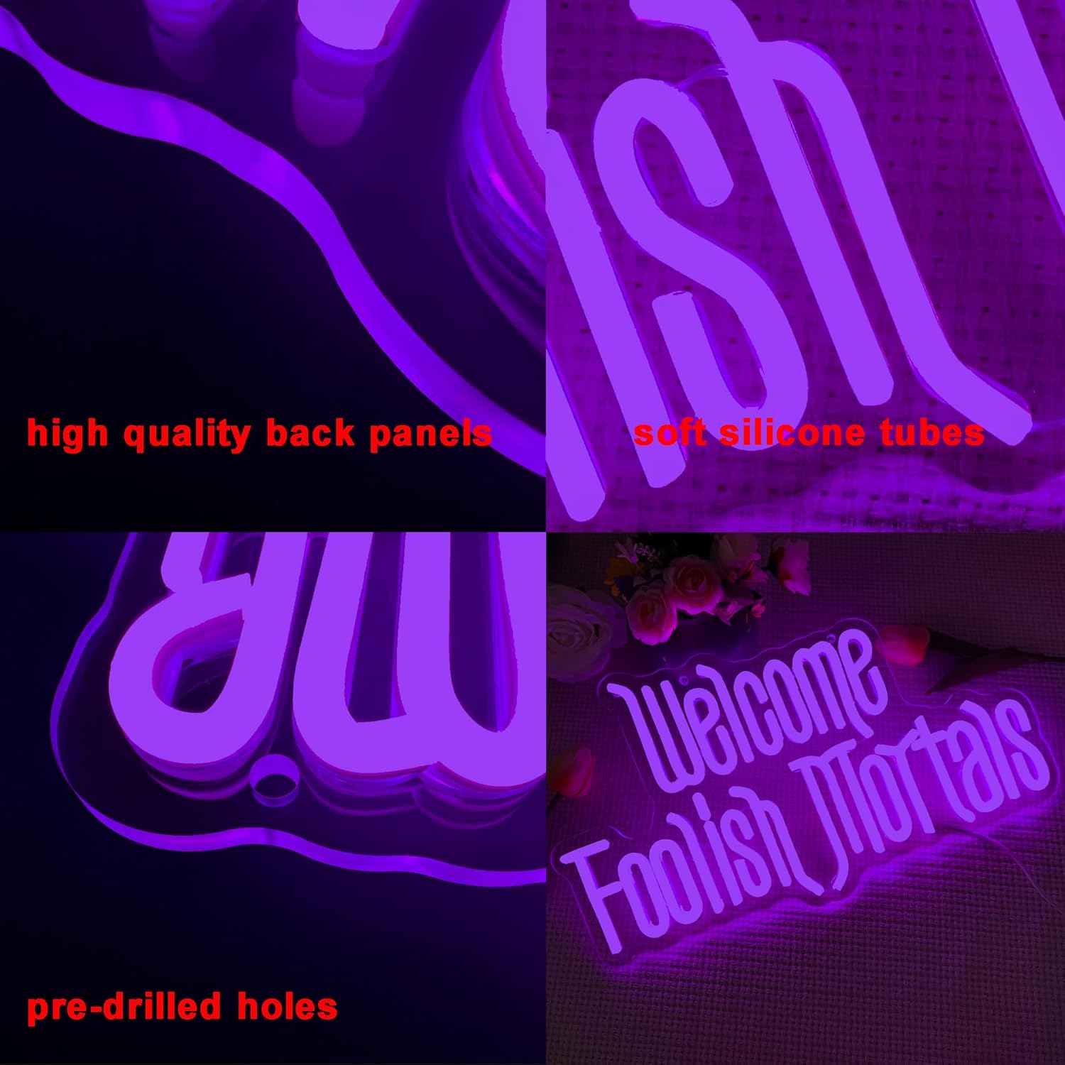 Welcome Foolish Mortals Neon Sign Purple 1