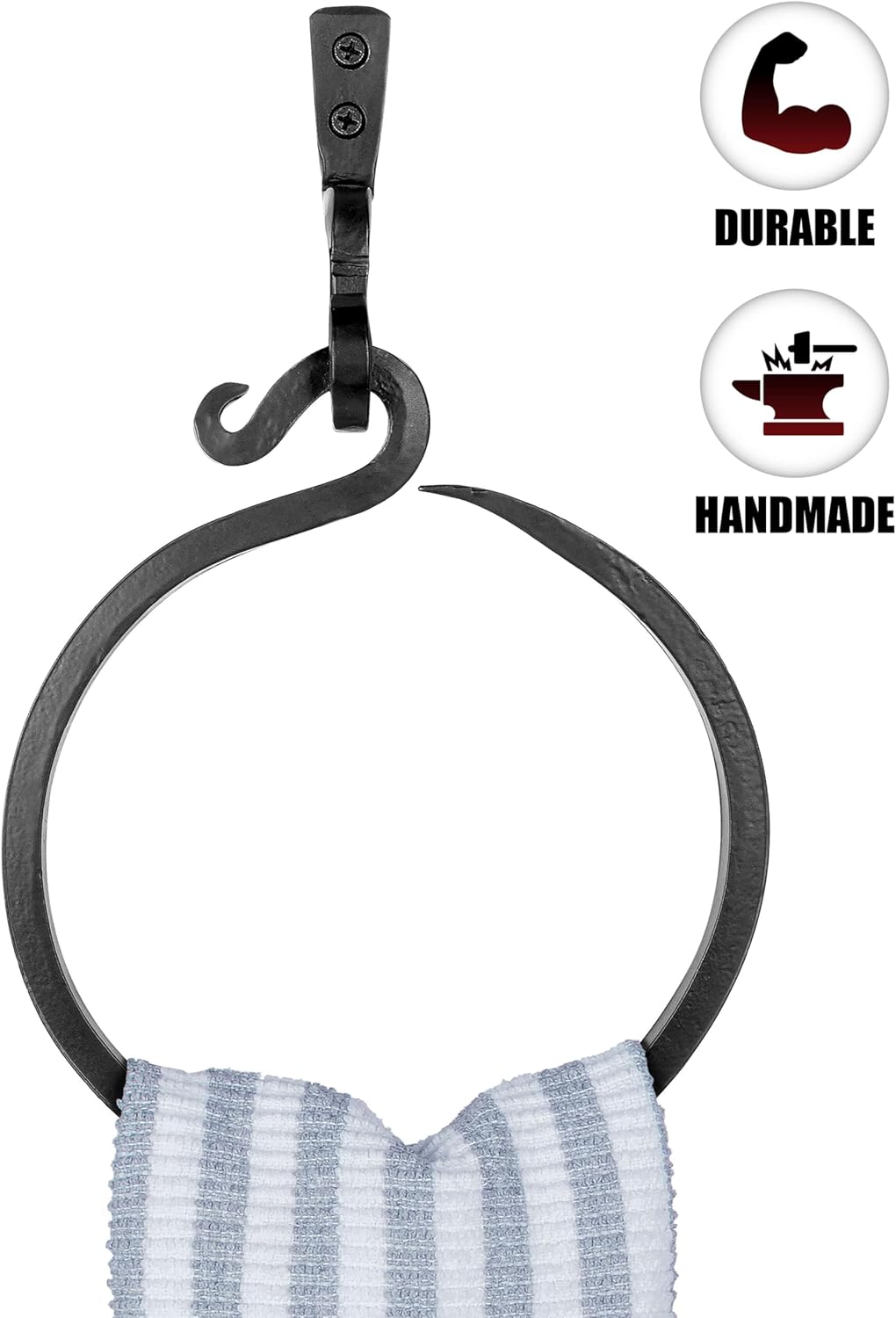 Stur-De Wrought Iron Towel Ring - Rustic Charm Durable Design