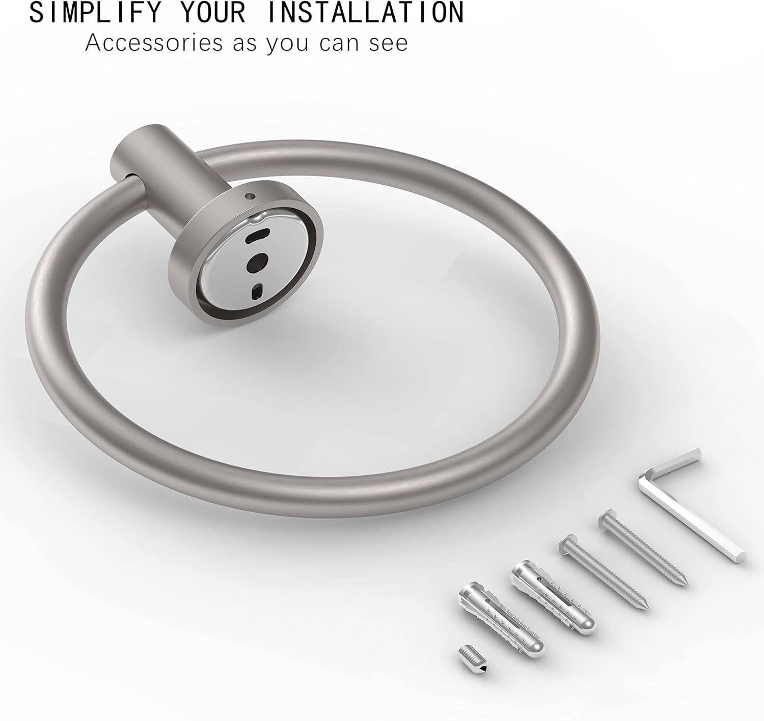 RARXTR Brushed Nickel Towel Ring with Durable SUS304 Steel