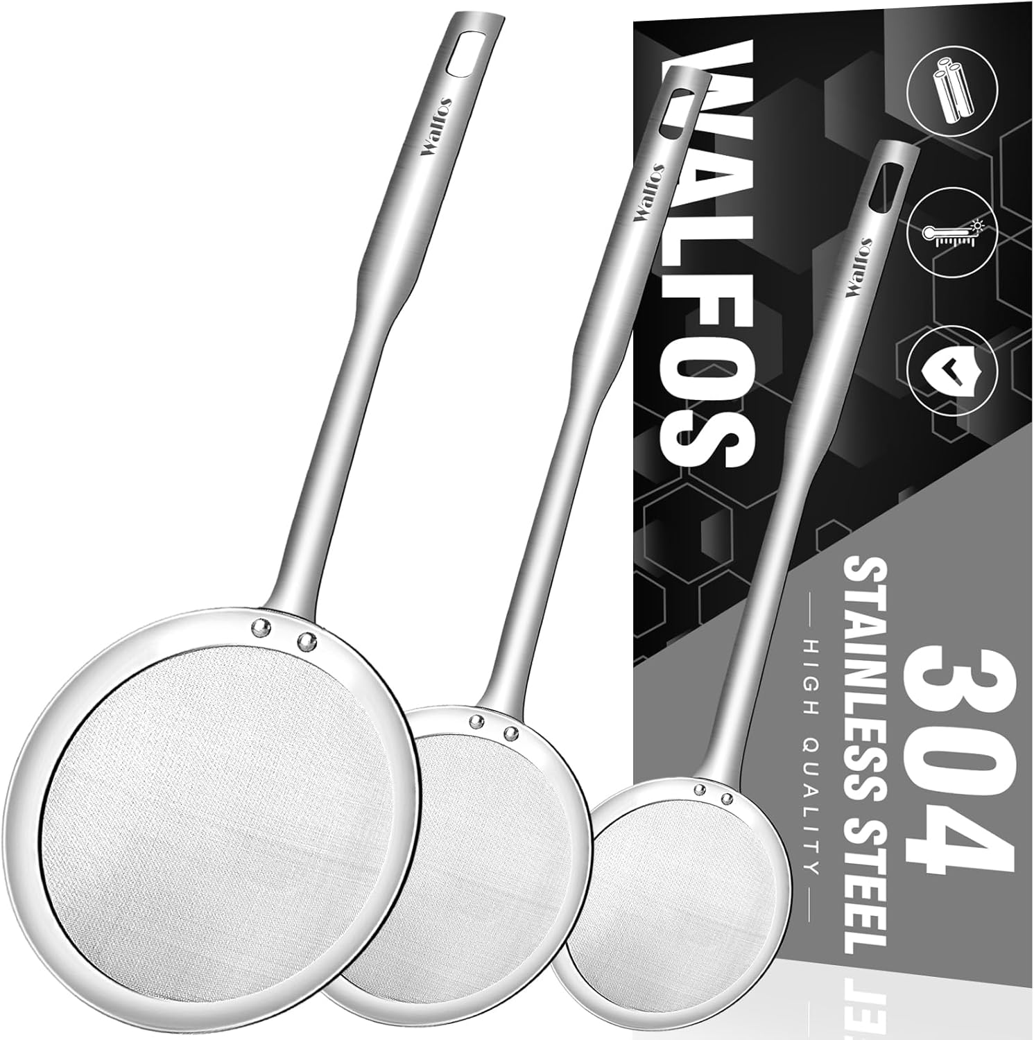 Walfos Fat Skimmer Spoon Set of 3 3 4 5 Inch