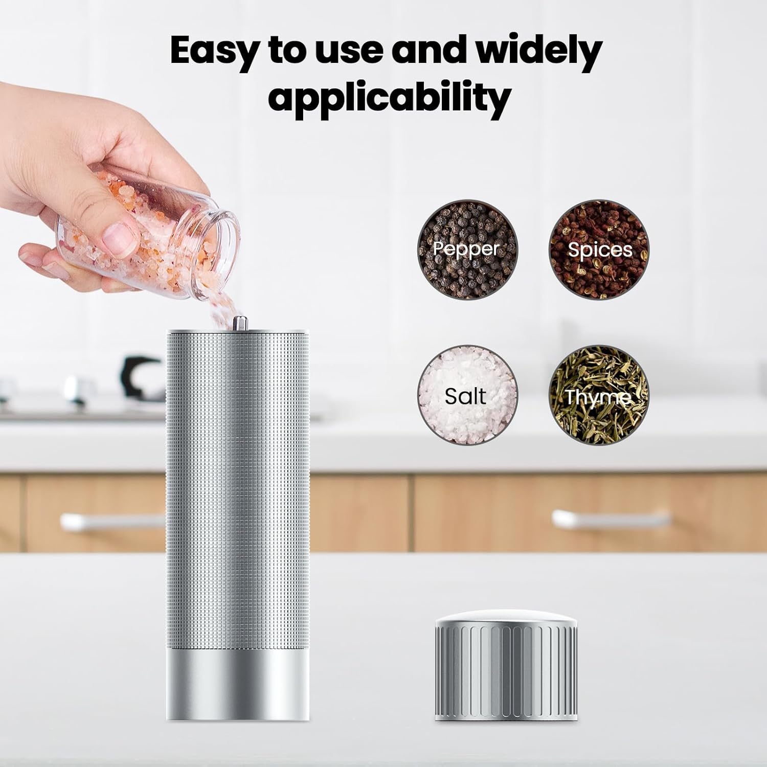 WhiteRhino Professional Salt Pepper Mill with 12 Settings