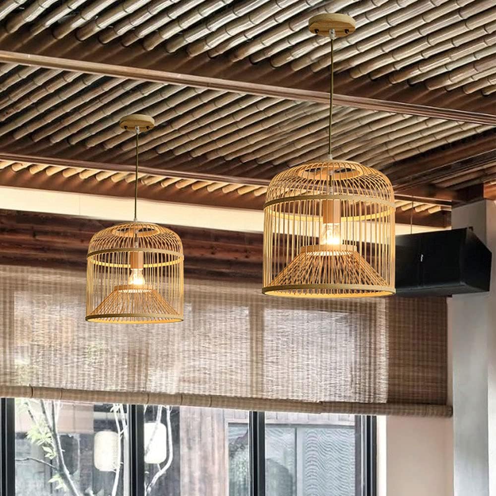 Hand-Woven Bamboo Pendant Lamp with Adjustable Height 1
