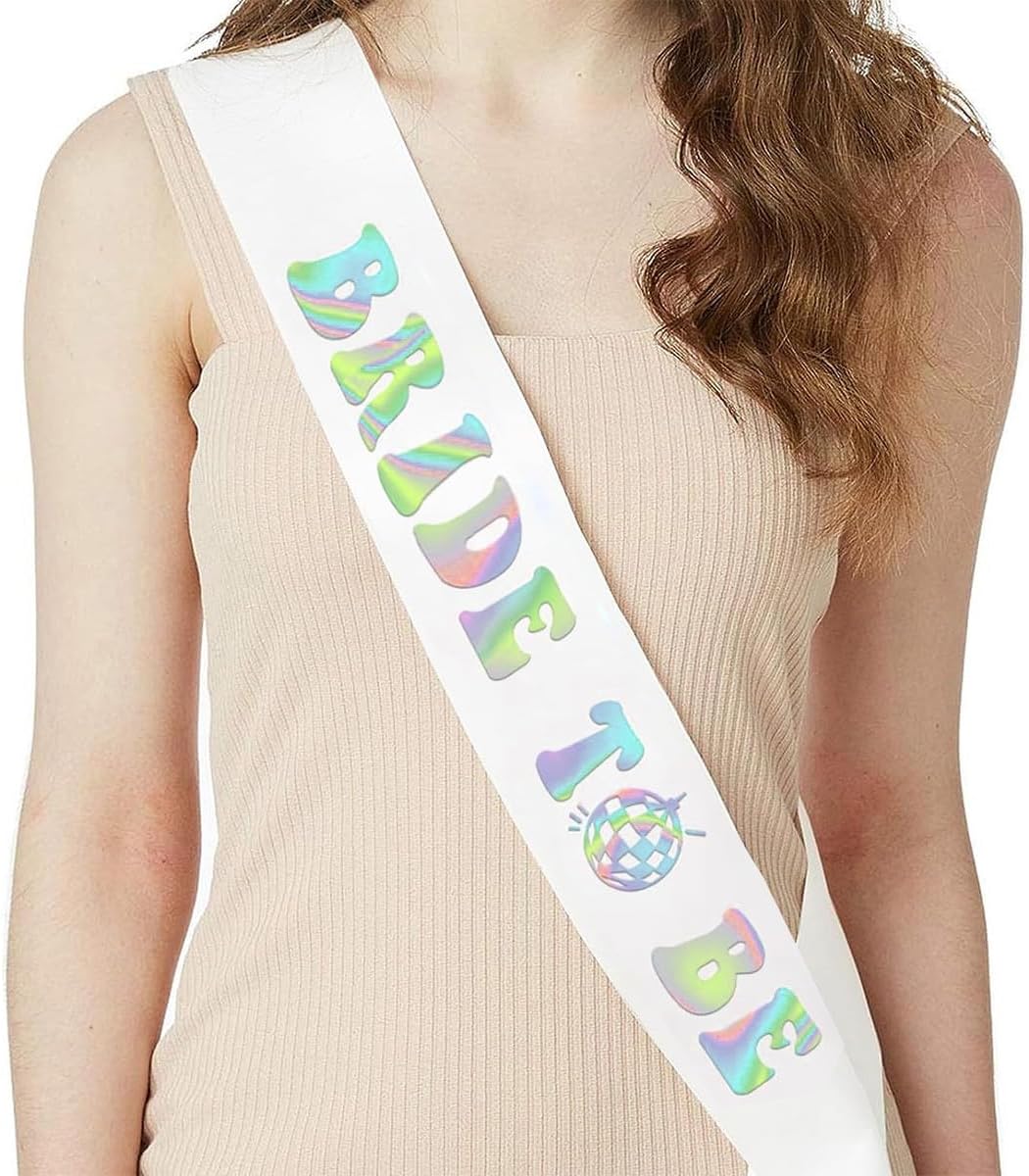 Iridescent Bride to Be Sash with Glitter Letters