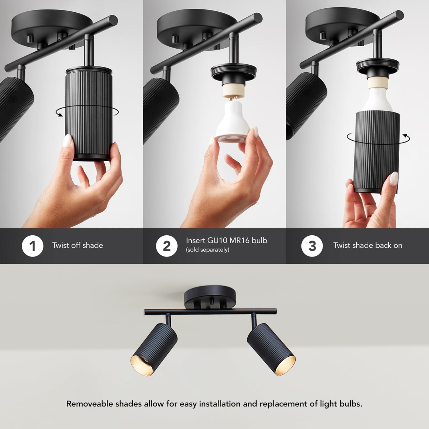 Globe Electric 12 2-Light Track Lighting with Matte Black Shades 1