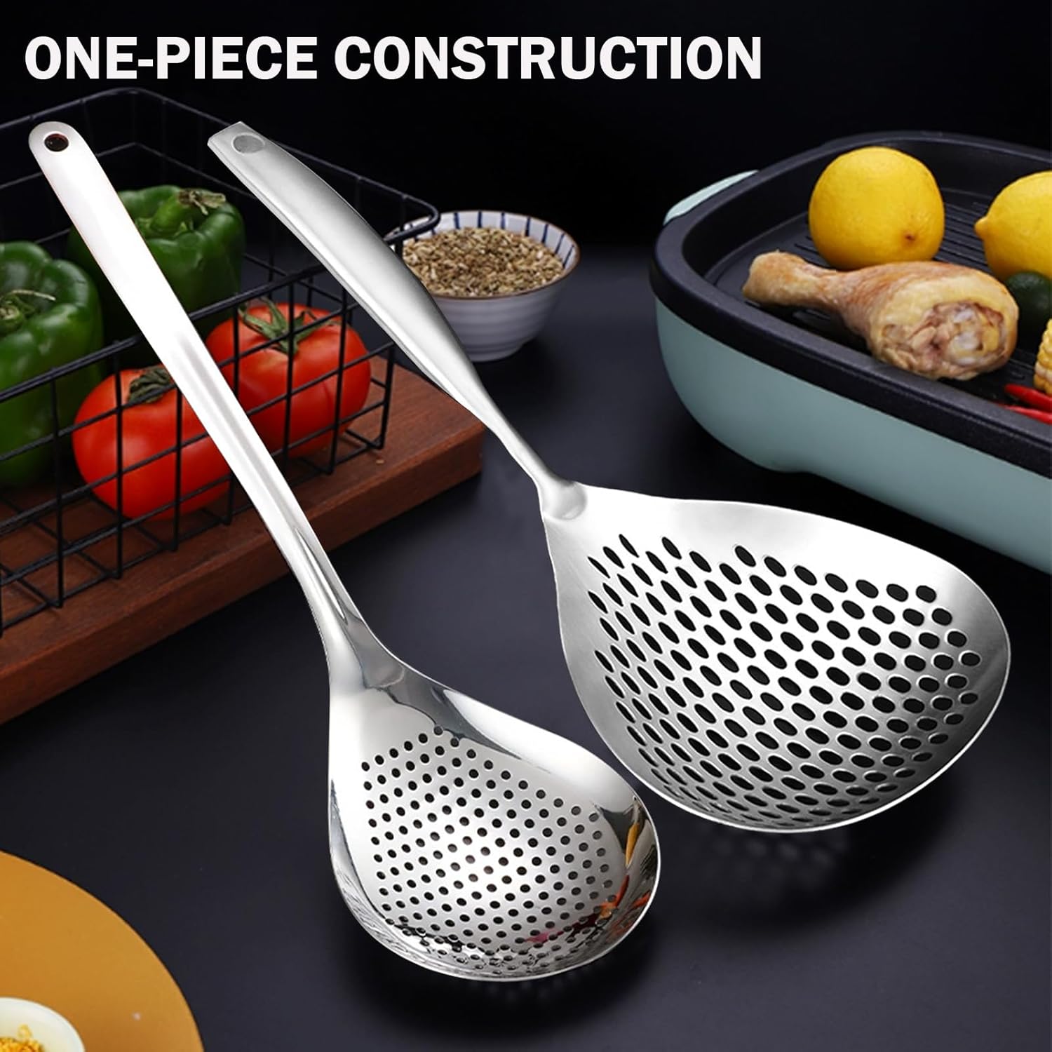 KAYCROWN Skimmer Slotted Spoon 2 Pack Stainless Steel