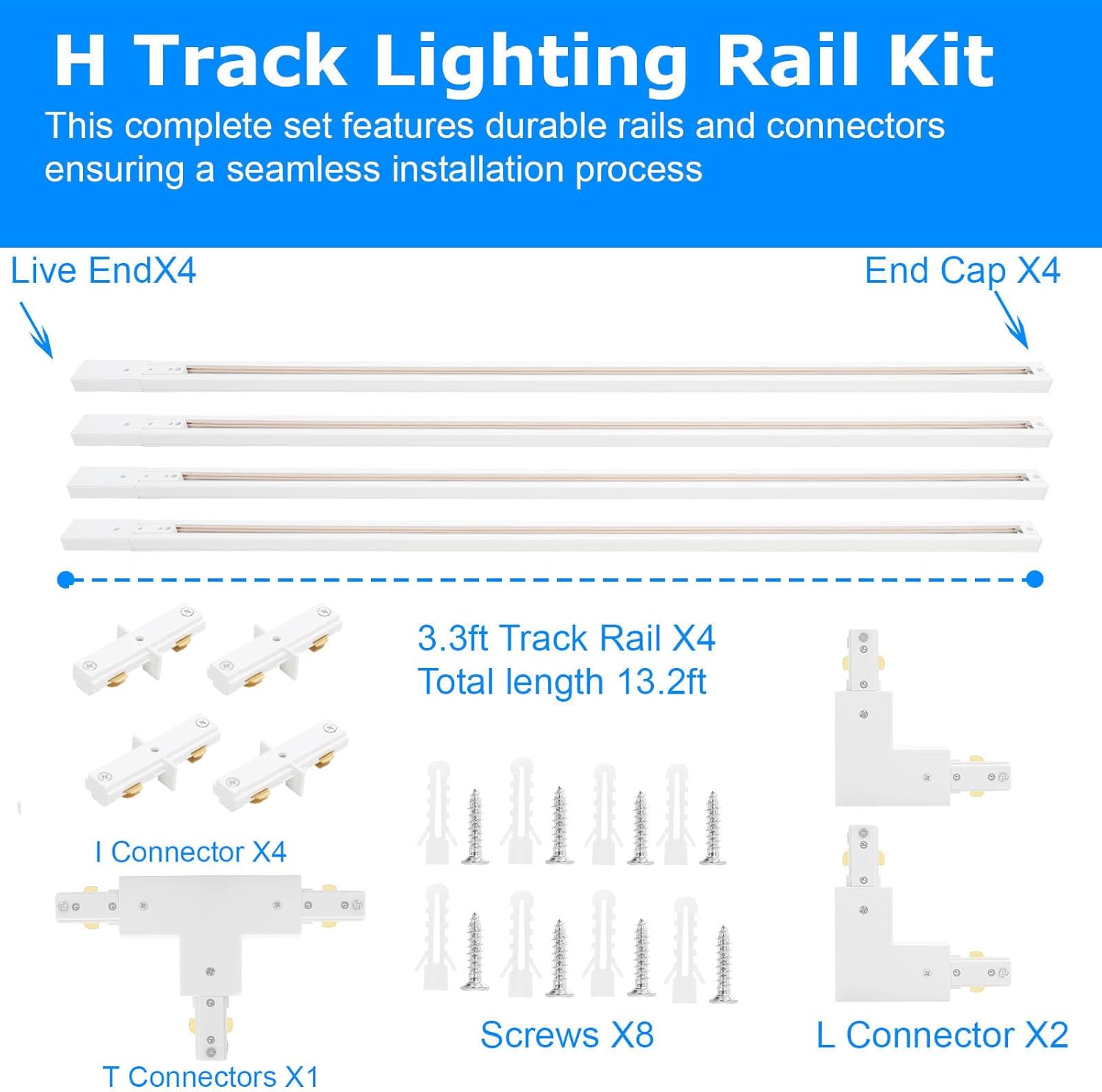 Taysing H Track Lighting Rails Kit 132ft White