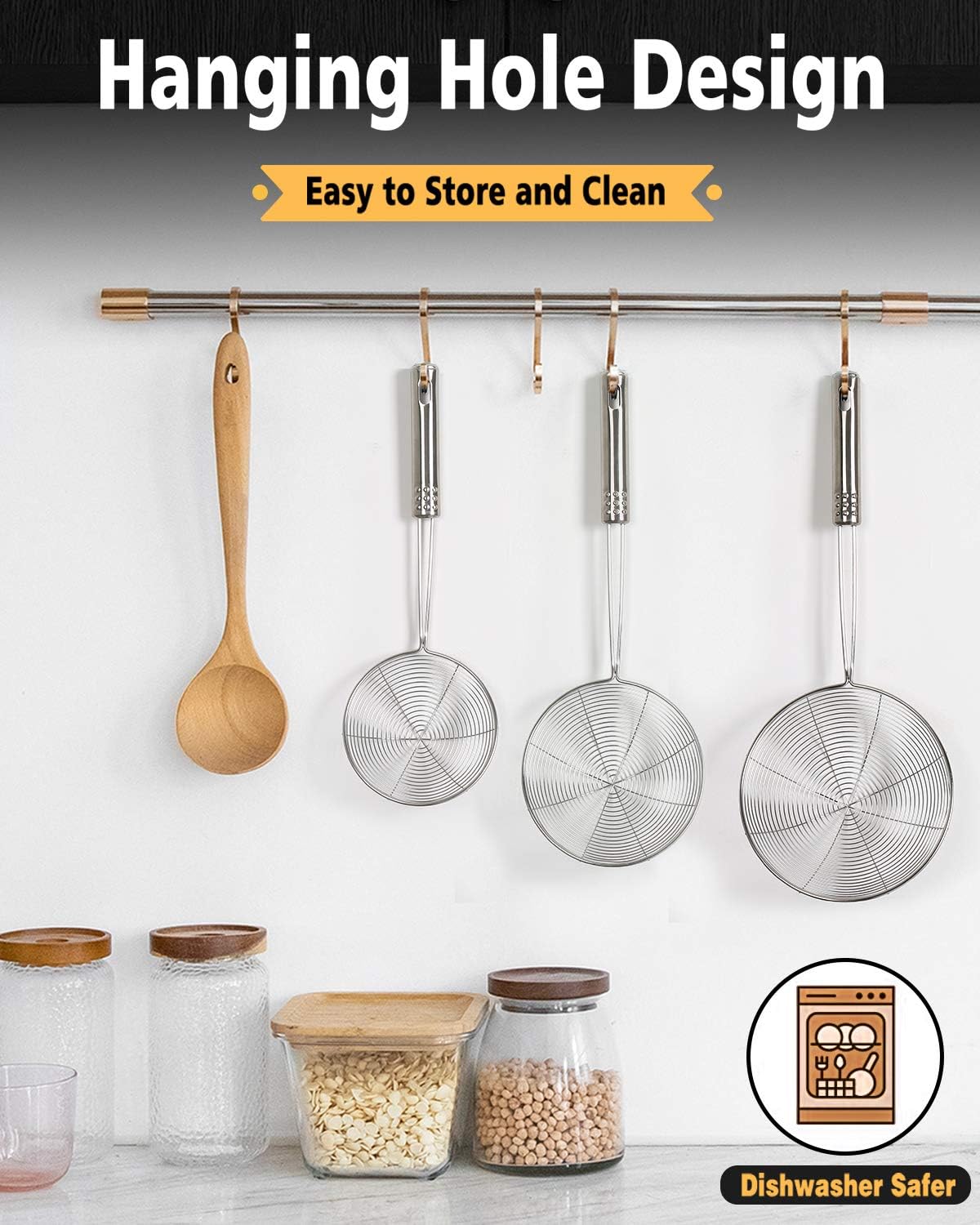 Fancymay 3-Piece Stainless Steel Spider Strainer Set