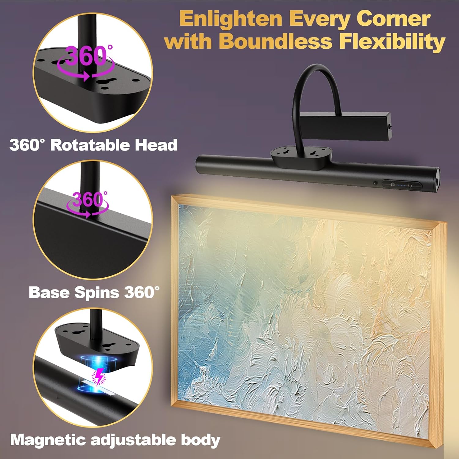 LYTARA Dimmable Cordless Picture Light - Black