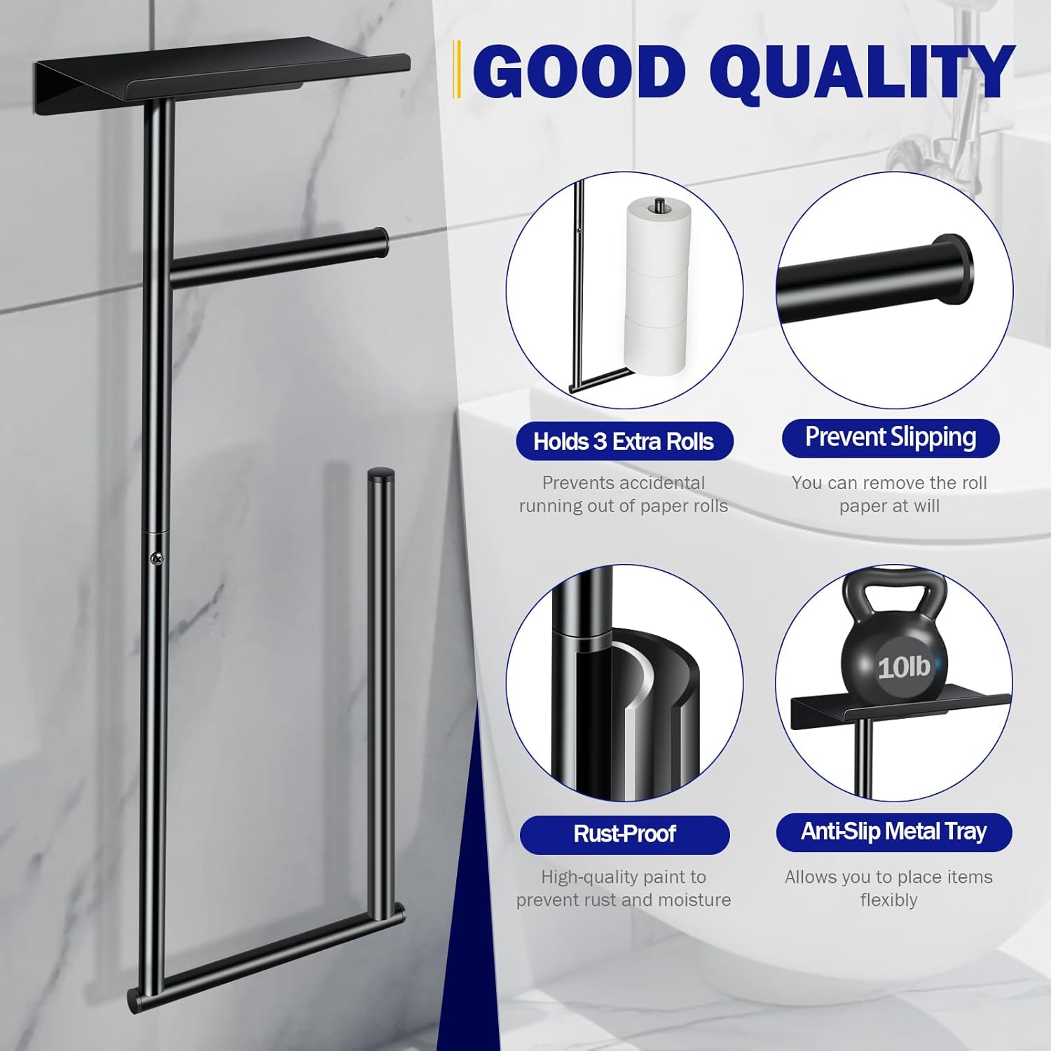 NomNest Toilet Paper Holder Wall Mount - Black 1