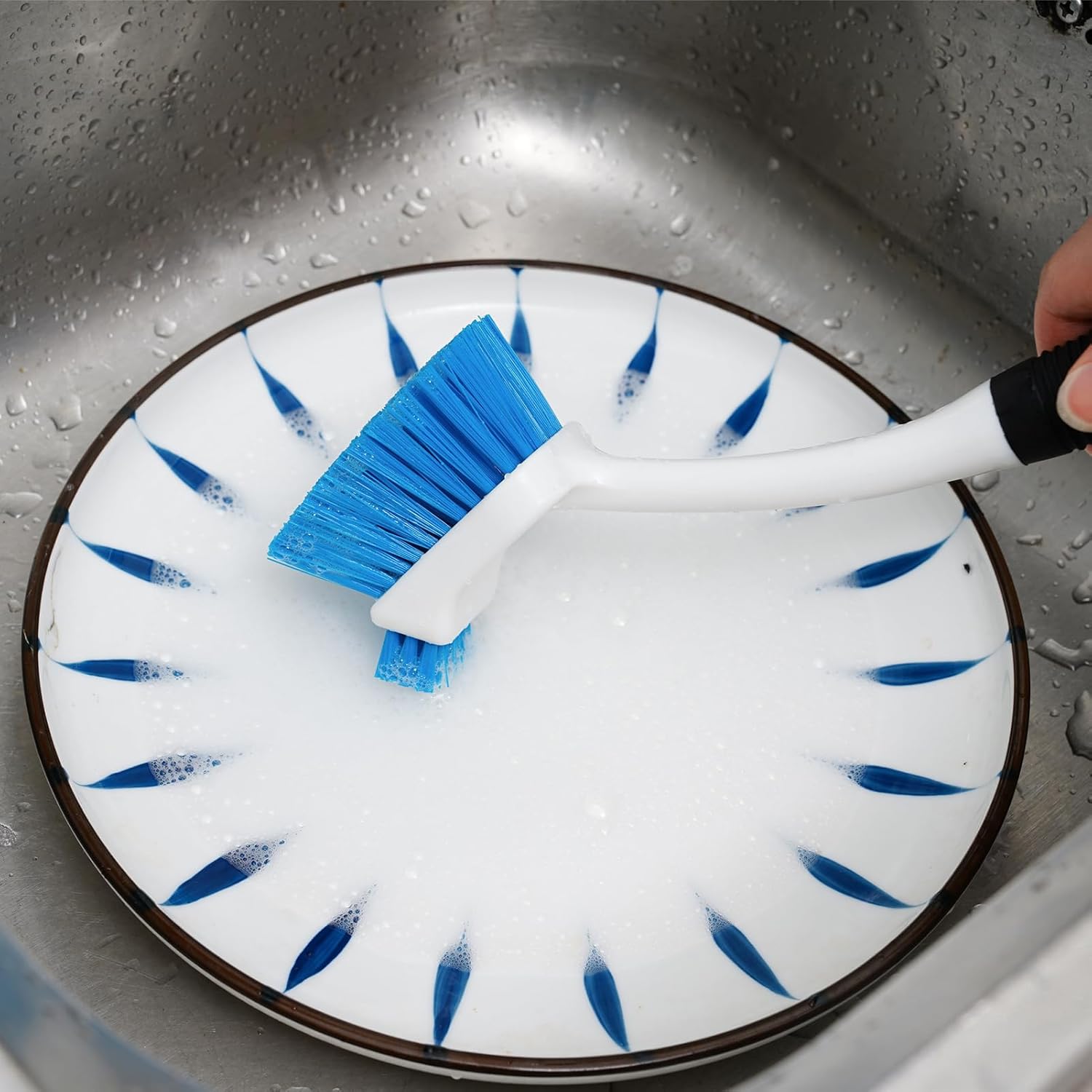 MOSOLAN 3-Piece Dish Brush Set with Scrubber and Water Bottle Brush