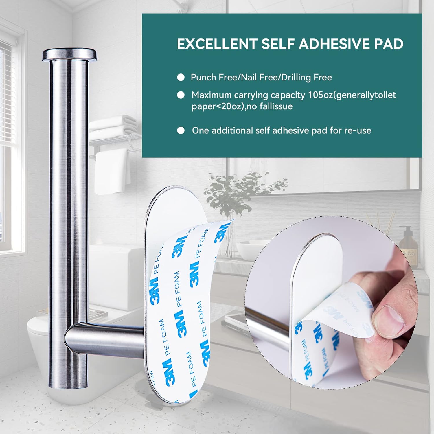 YUET Toilet Roll Holder Self Adhesive Stainless Steel