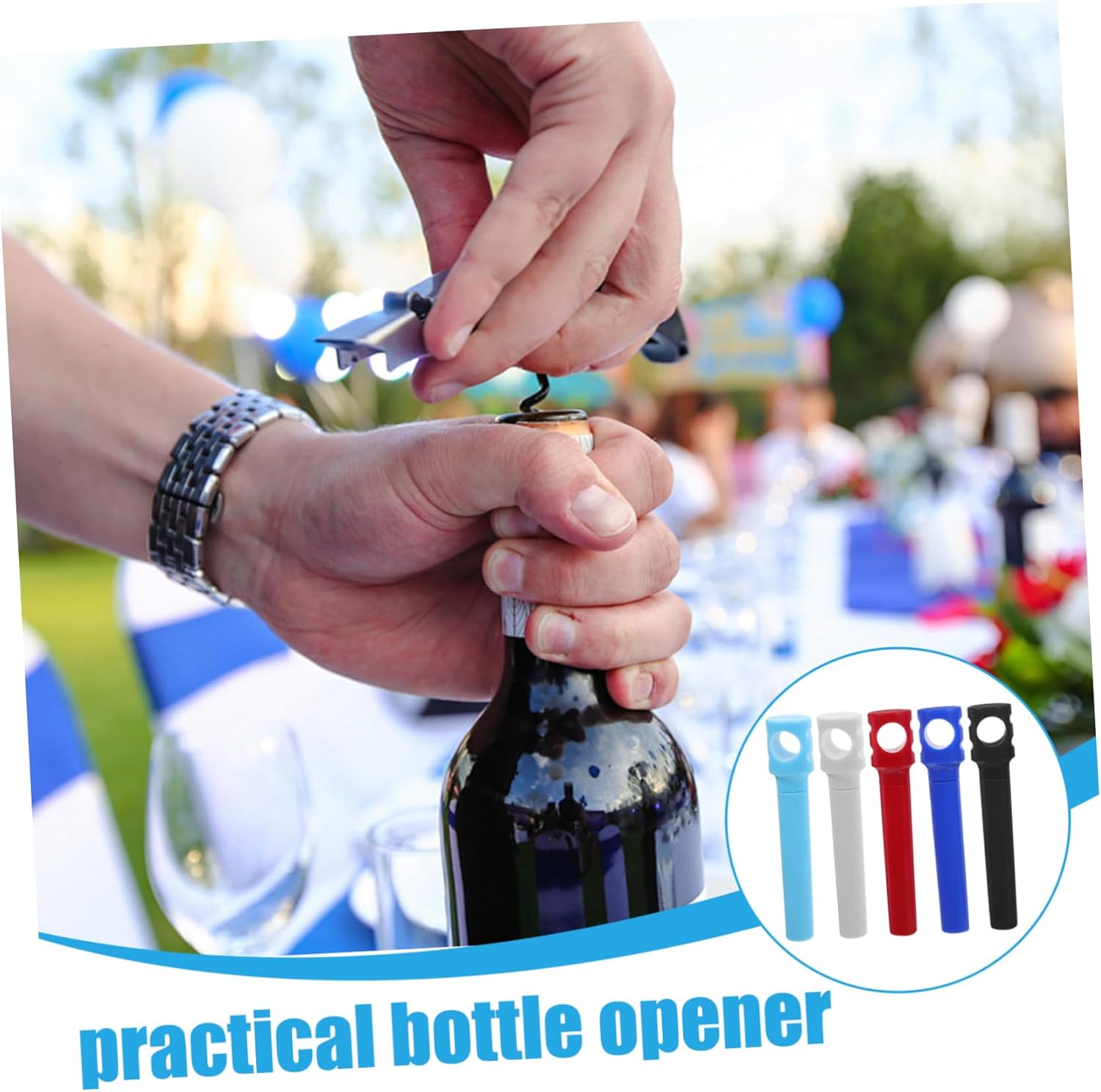 Hoement 5PCS Portable Wine Opener Set with Stopper and Cap Lifter