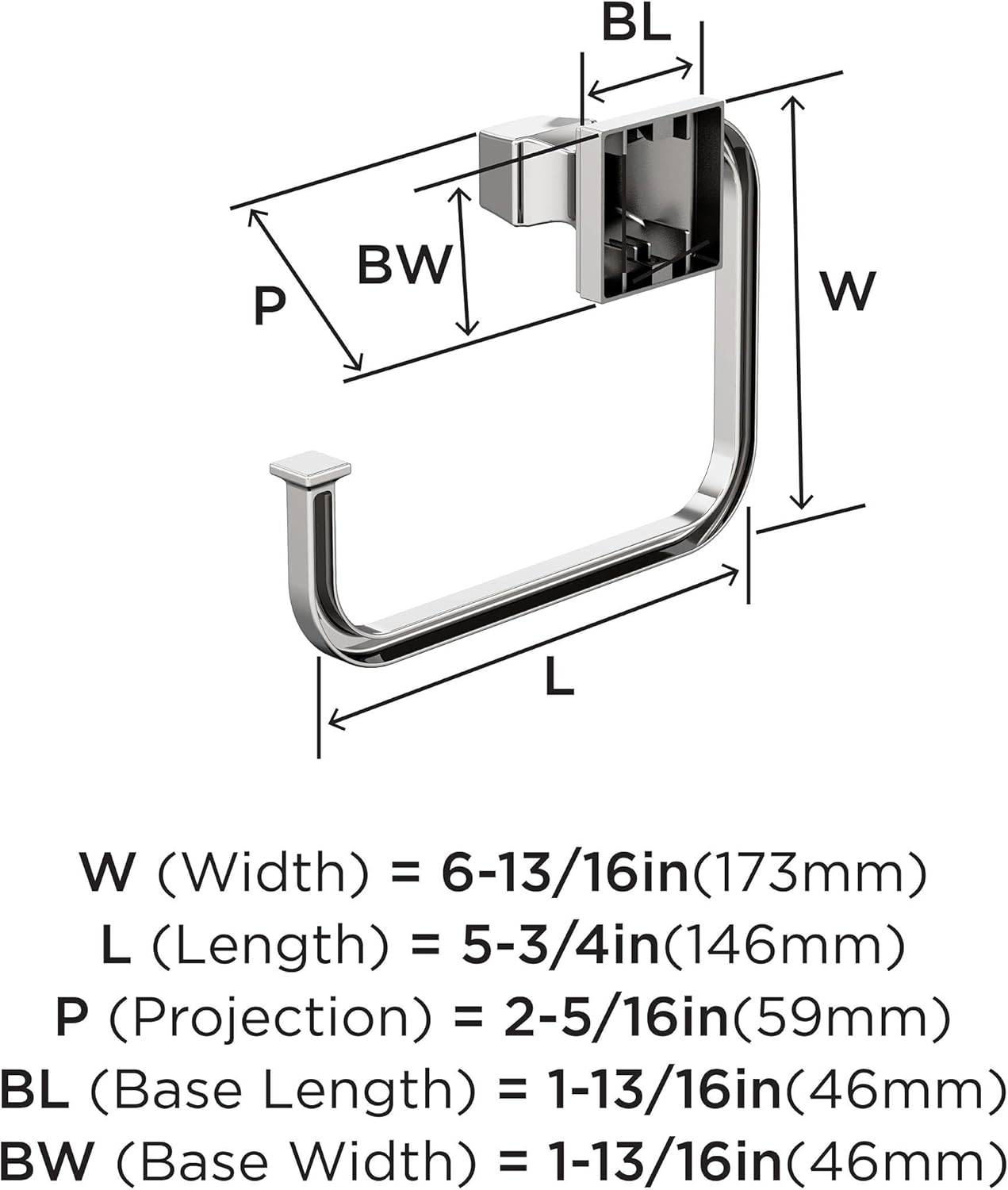 Amerock BH3602226 Chrome Towel Ring 5-34 in