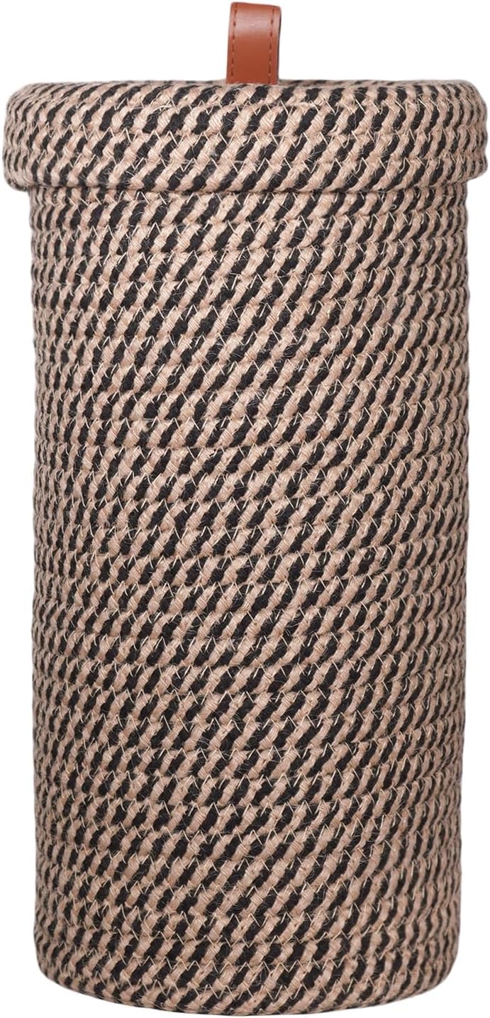Luxury Little Toilet Paper Holder 3 Rolls Black Jute