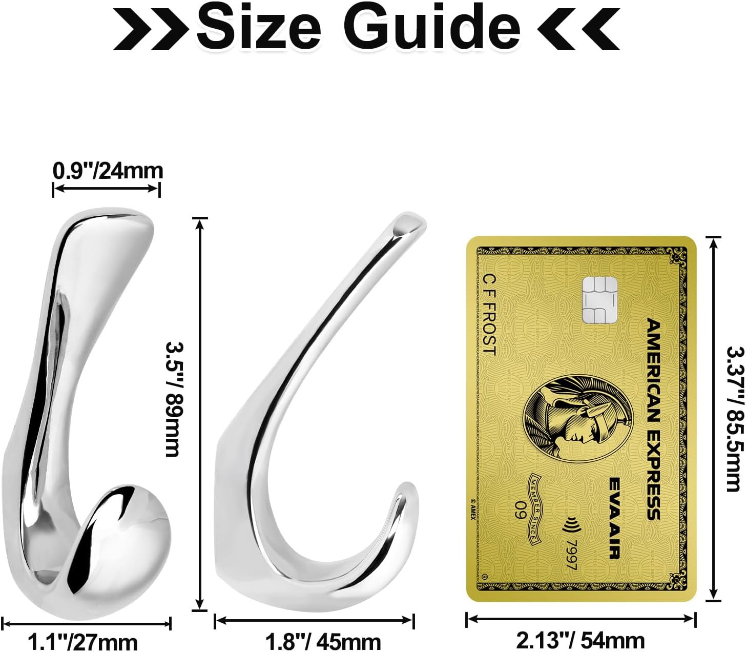 Metaliby 2 Pack Polished Chrome Towel Hooks