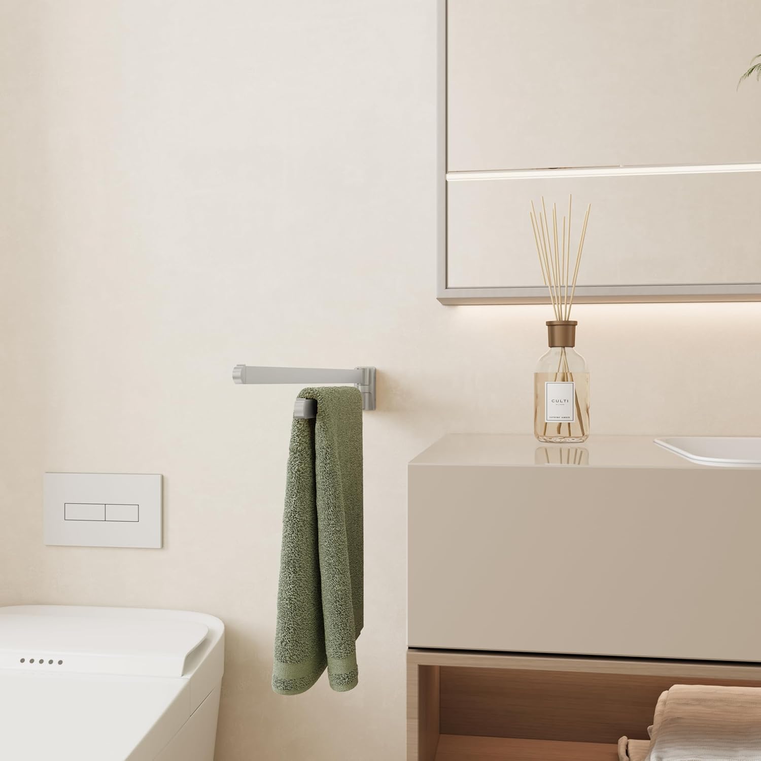 BGL Swivel Towel Bar Brushed Nickel 2 Arms