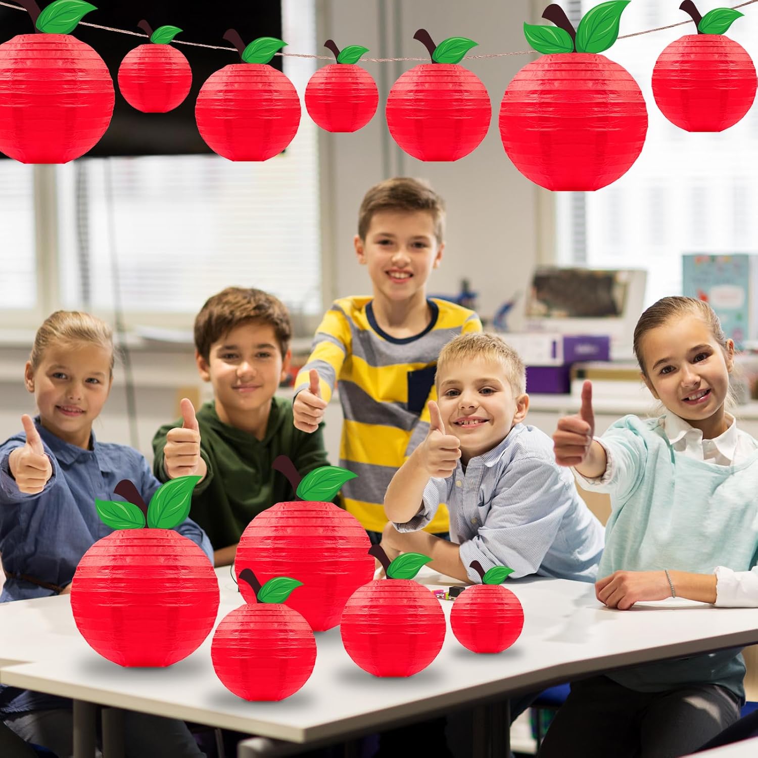 Renbuzhu 15Pcs Red Apple Paper Lanterns Classroom Decor 1