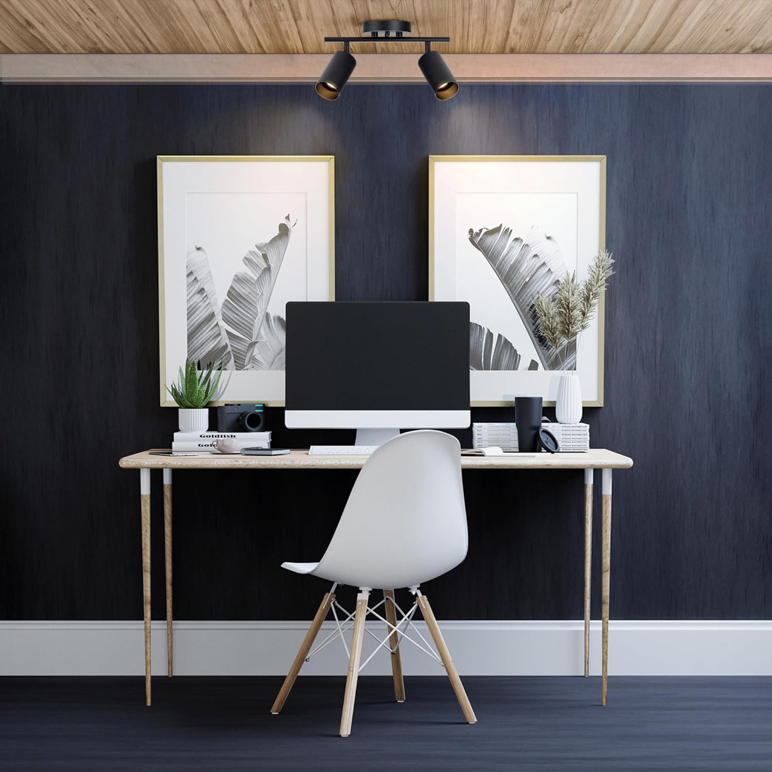 Globe Electric 12 2-Light Track Lighting with Matte Black Shades 1