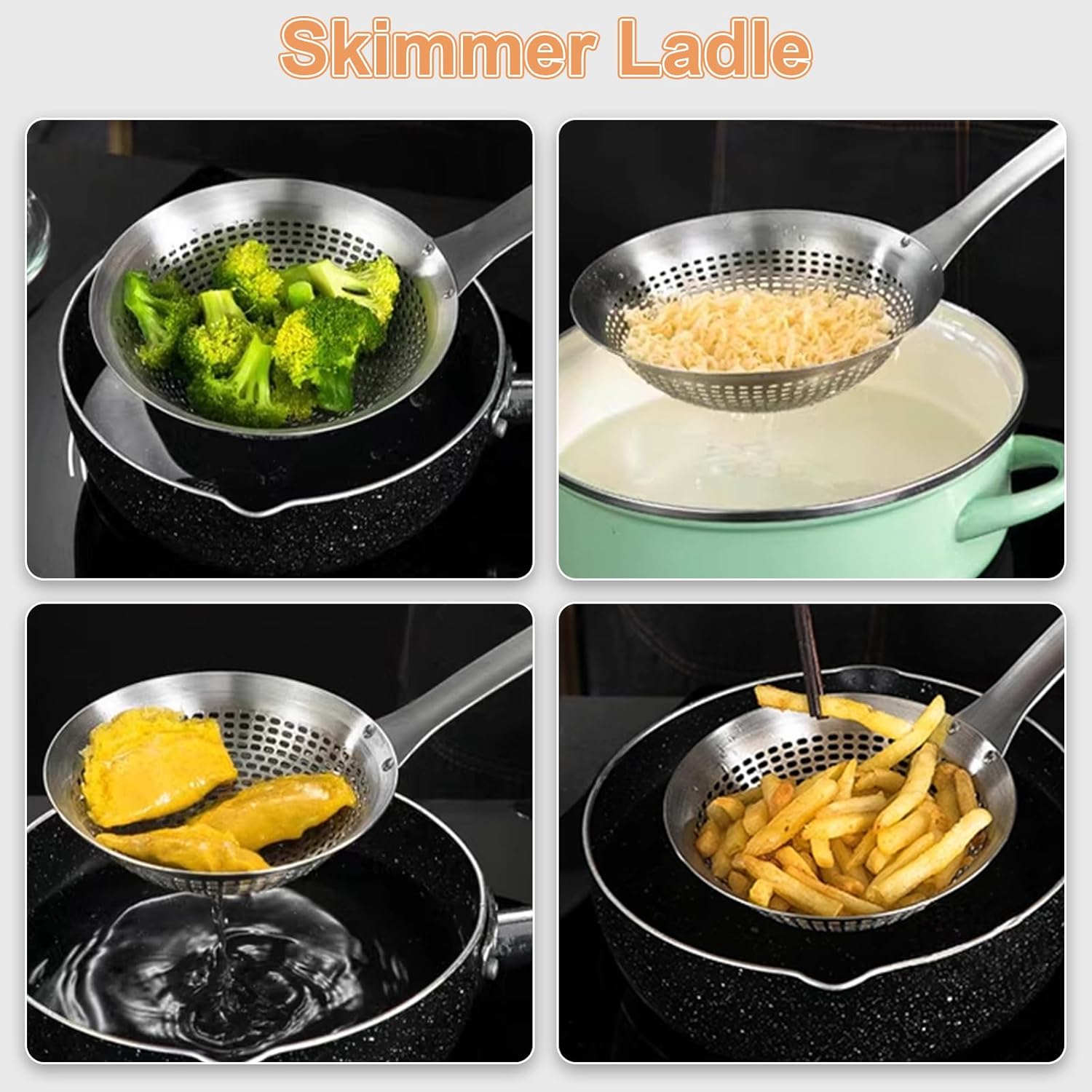 FJNATINH 145 Inch Stainless Steel Skimmer Ladle