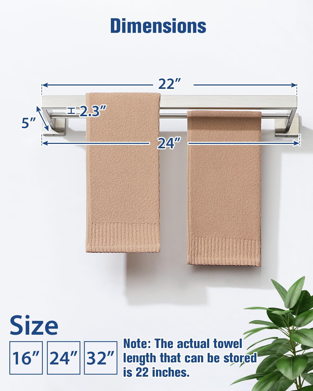 Alise Double Towel Bar 22 Inch Brushed Nickel