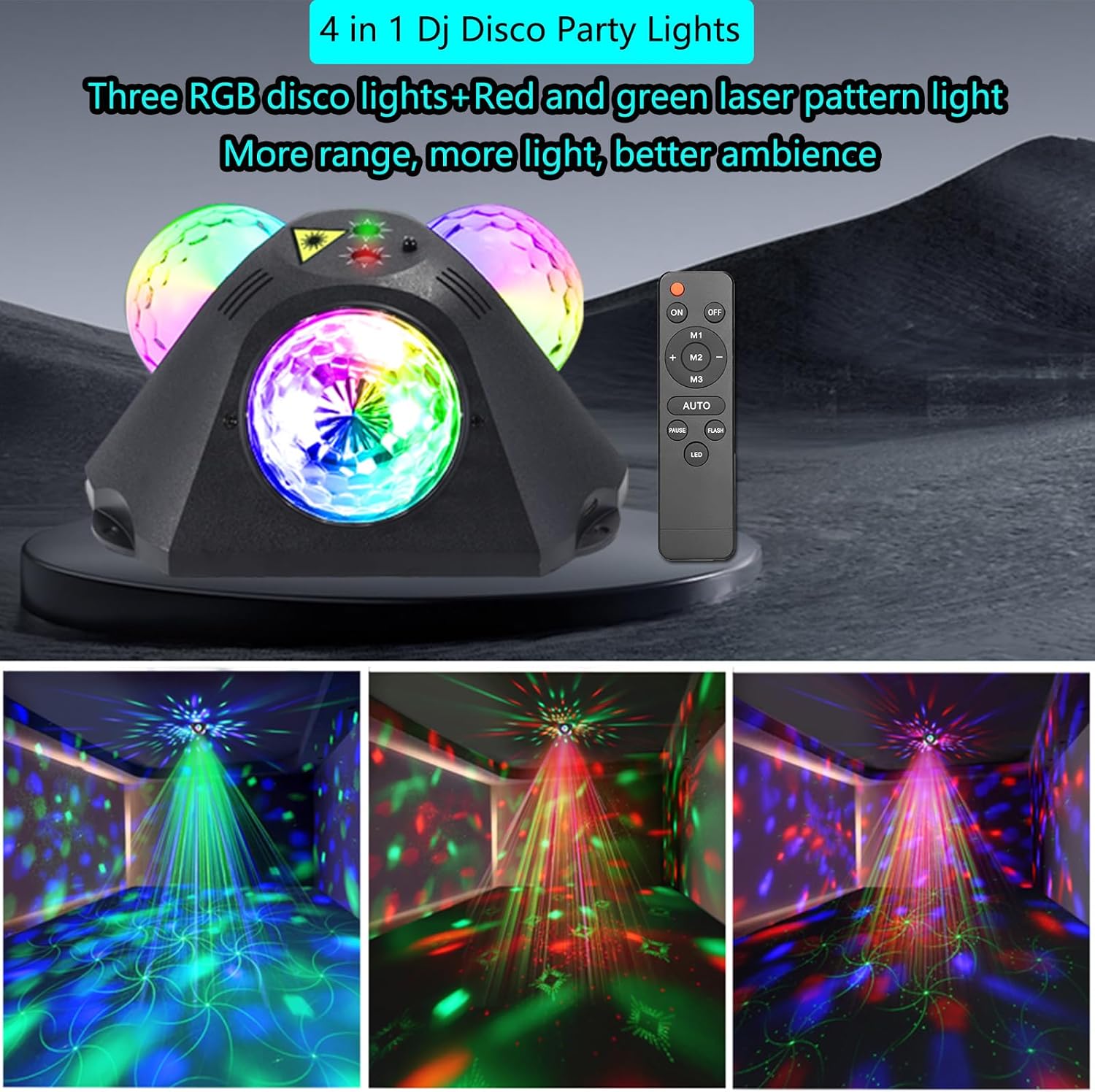 4 in 1 Disco Ball DJ Party Lights with RGB Pattern Strobe