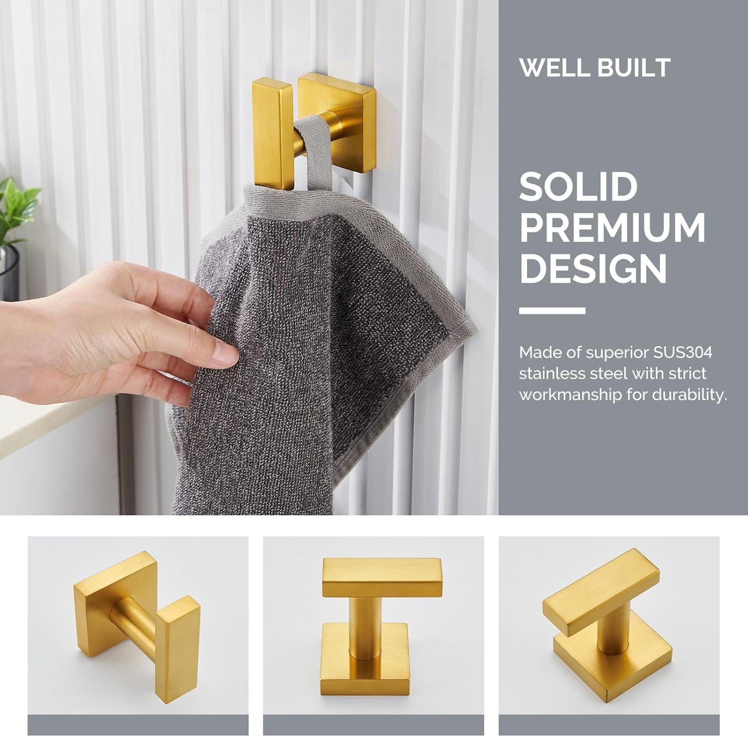 Angle Simple Towel Hook Brushed Gold