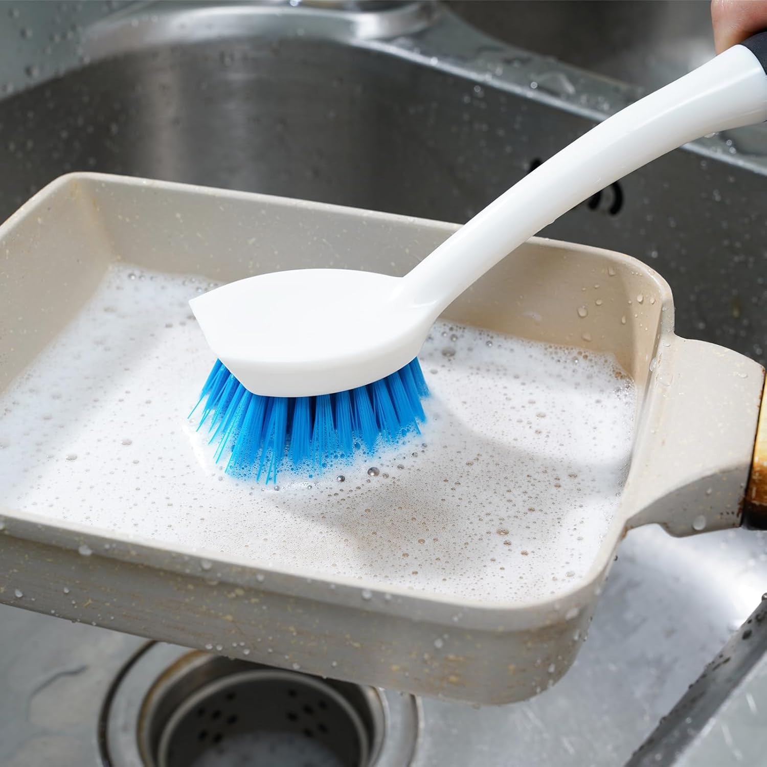MOSOLAN 3-Piece Dish Brush Set with Scrubber and Water Bottle Brush