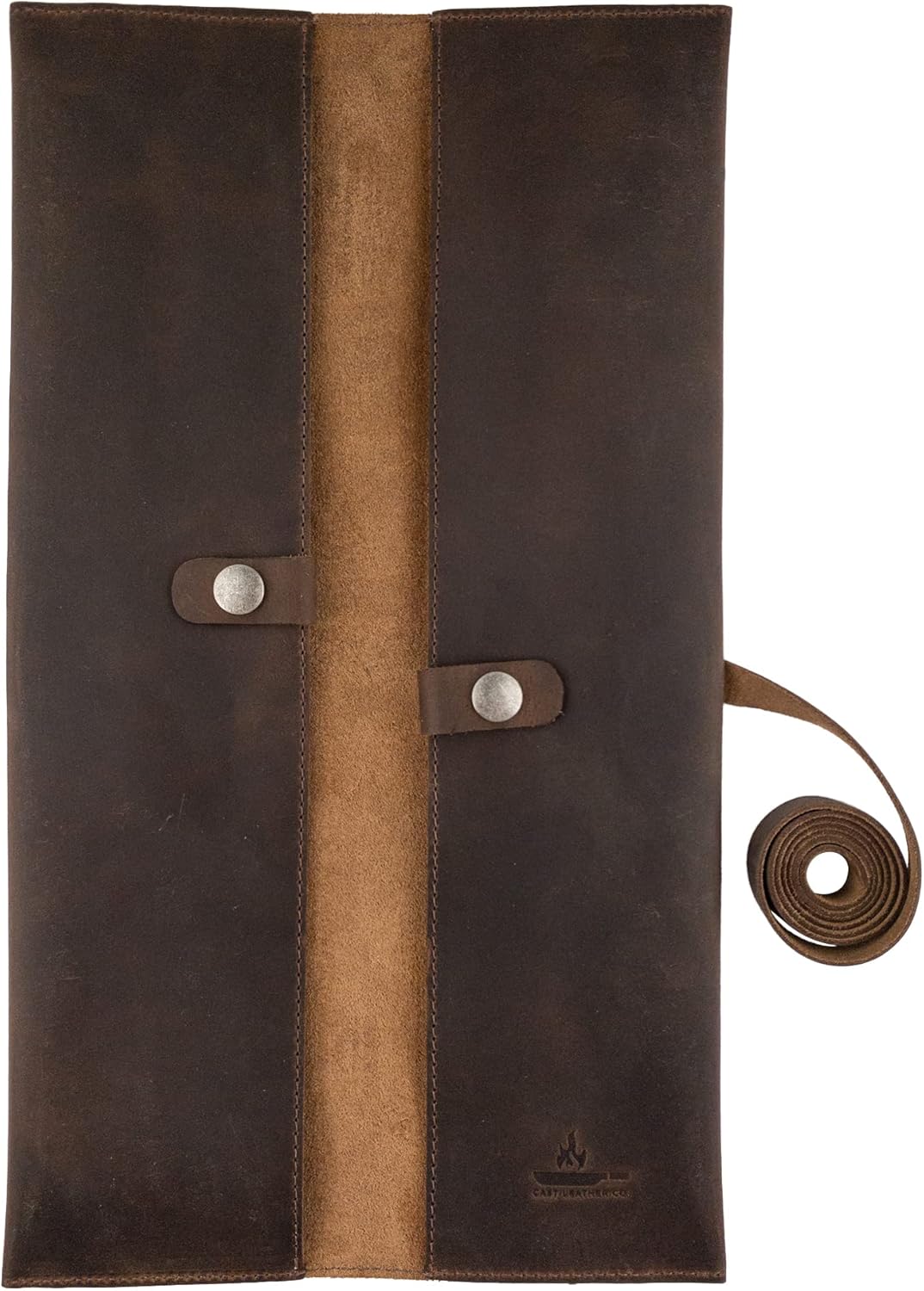 Double Knife Roll for Chefs Bourbon Brown Handmade 1