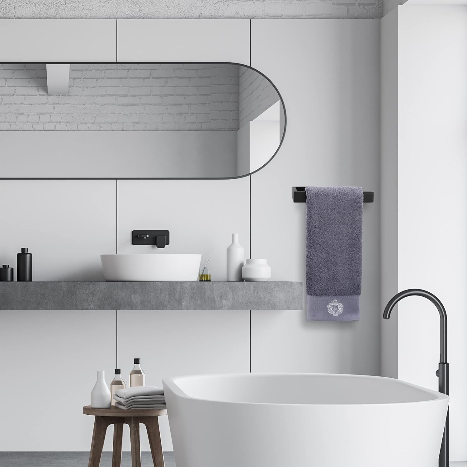 Nolimas Matte Black Stainless Steel Towel Ring Bar 1
