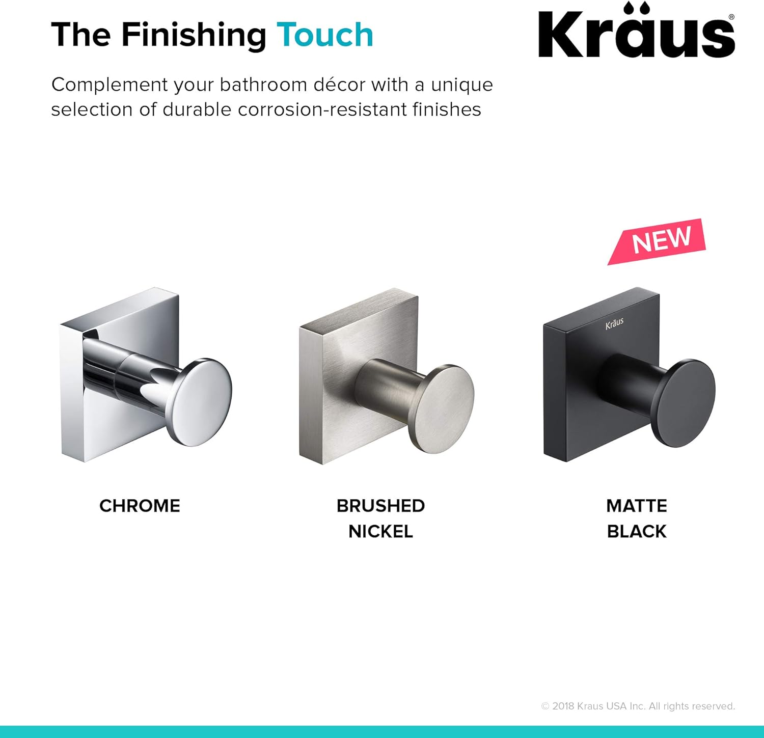 Kraus Ventus Robe Hook Chrome Finish KEA-17701CH