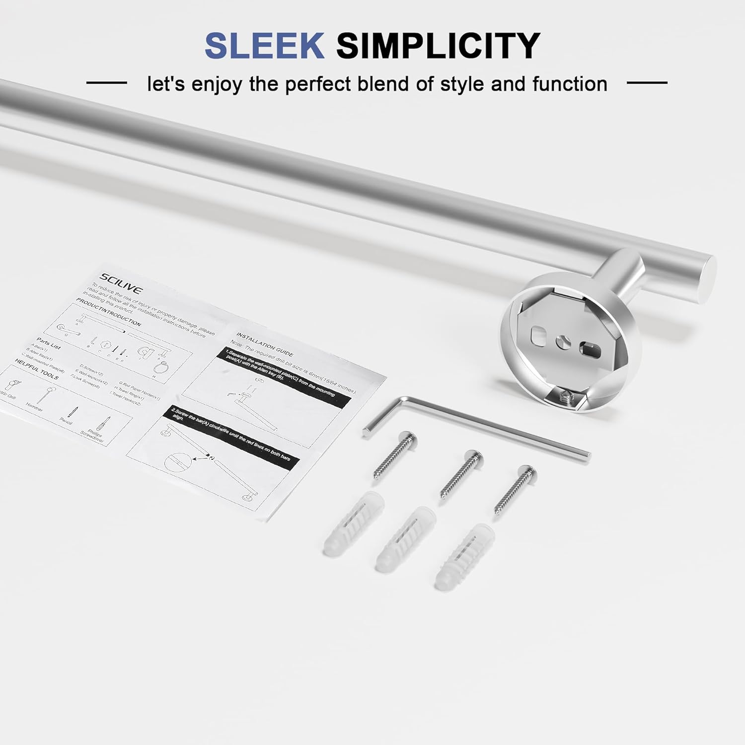 SCILIVE 30 Inch Brushed Nickel Towel Bar