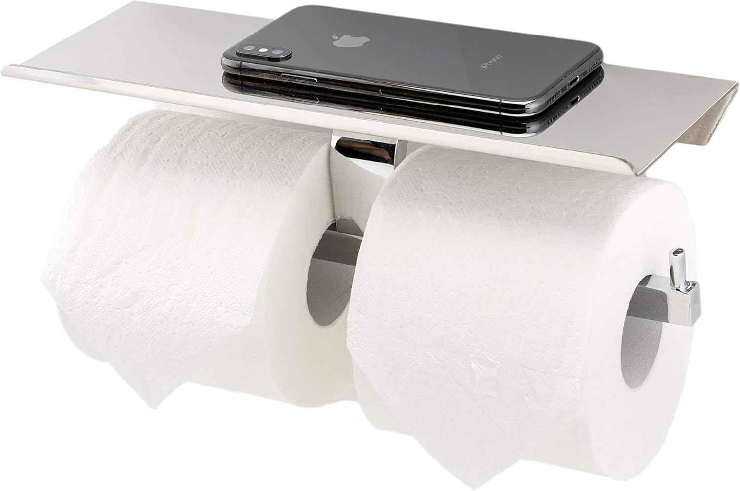 Linkaa Chrome Dual Roller Toilet Paper Holder with Shelf