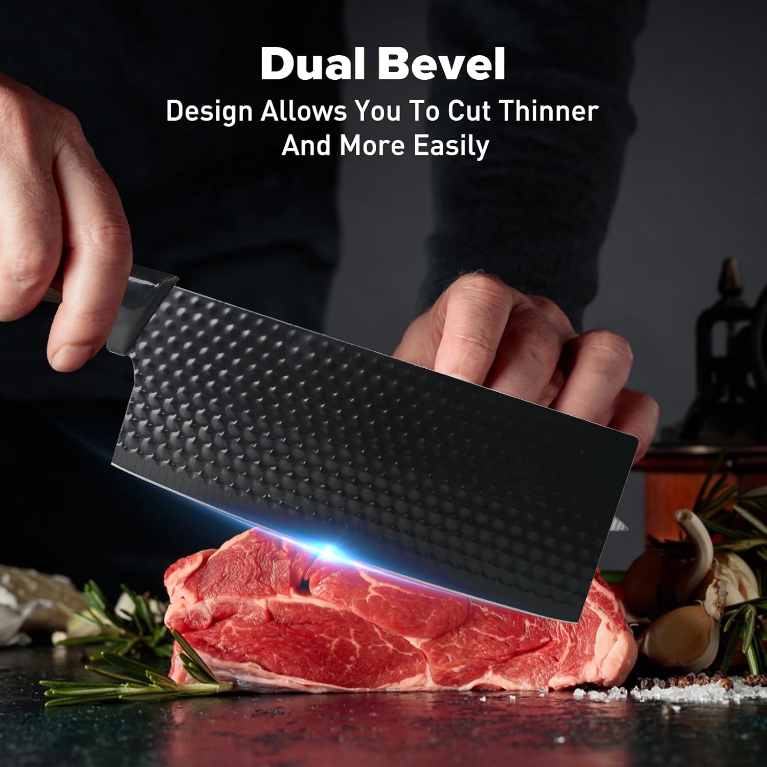 BOBOME 6 Piece Black Kitchen Knife Set with Block